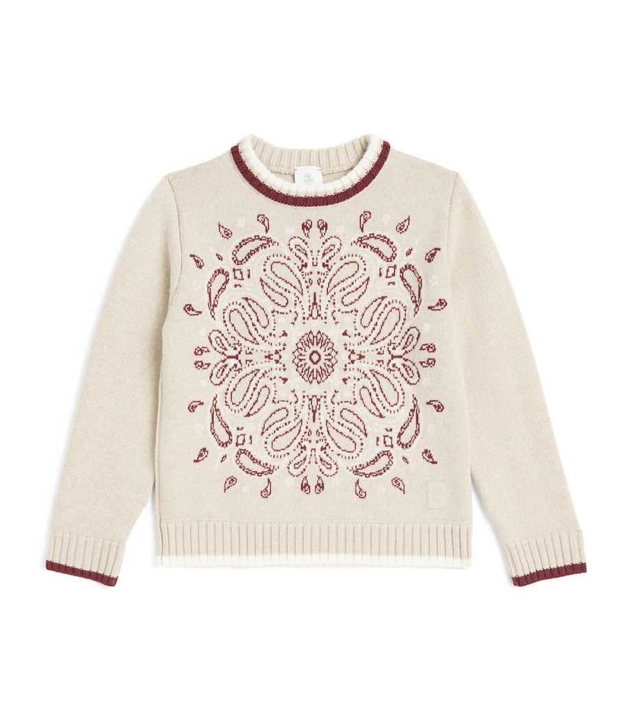 Virgin Wool Mandala Sweater (2-14 Years) 873BDBEIGE MED/BORDO Image 1