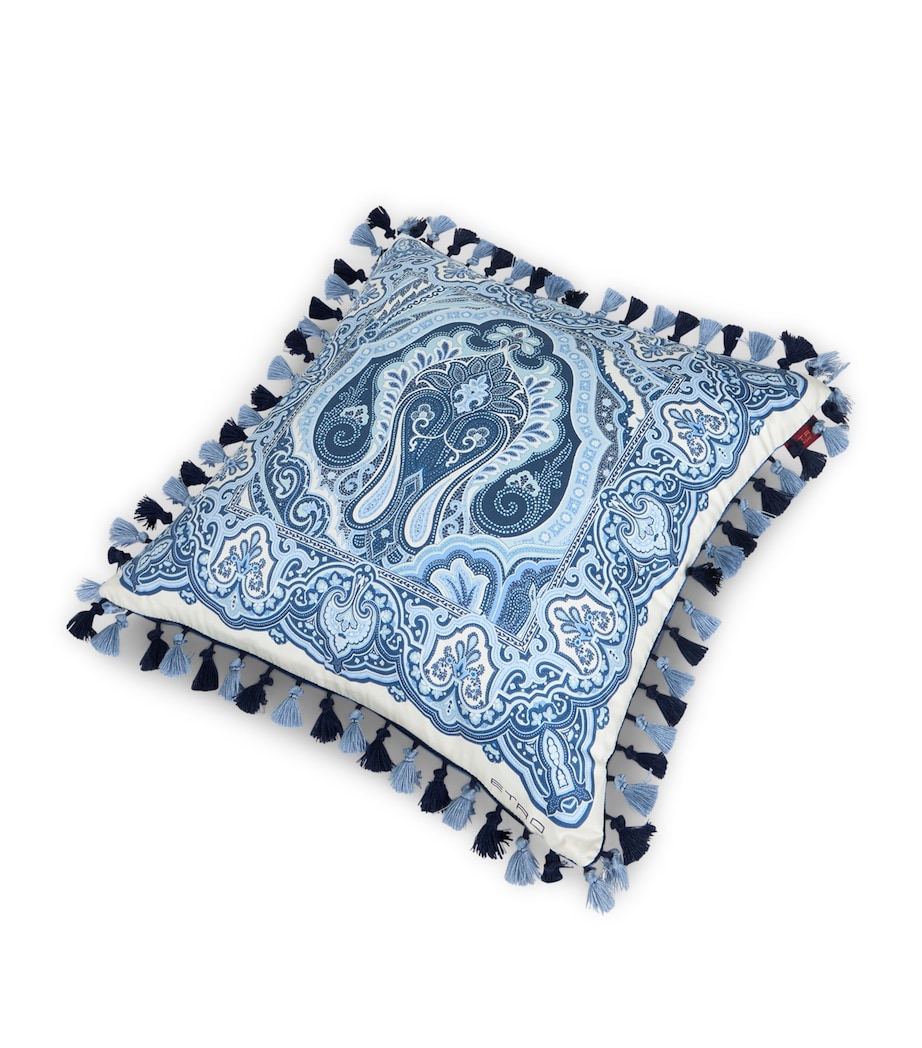 Etro Tassel-Trim Hoa Cushion (45cm x 45cm) Print On Blue Base Image 3