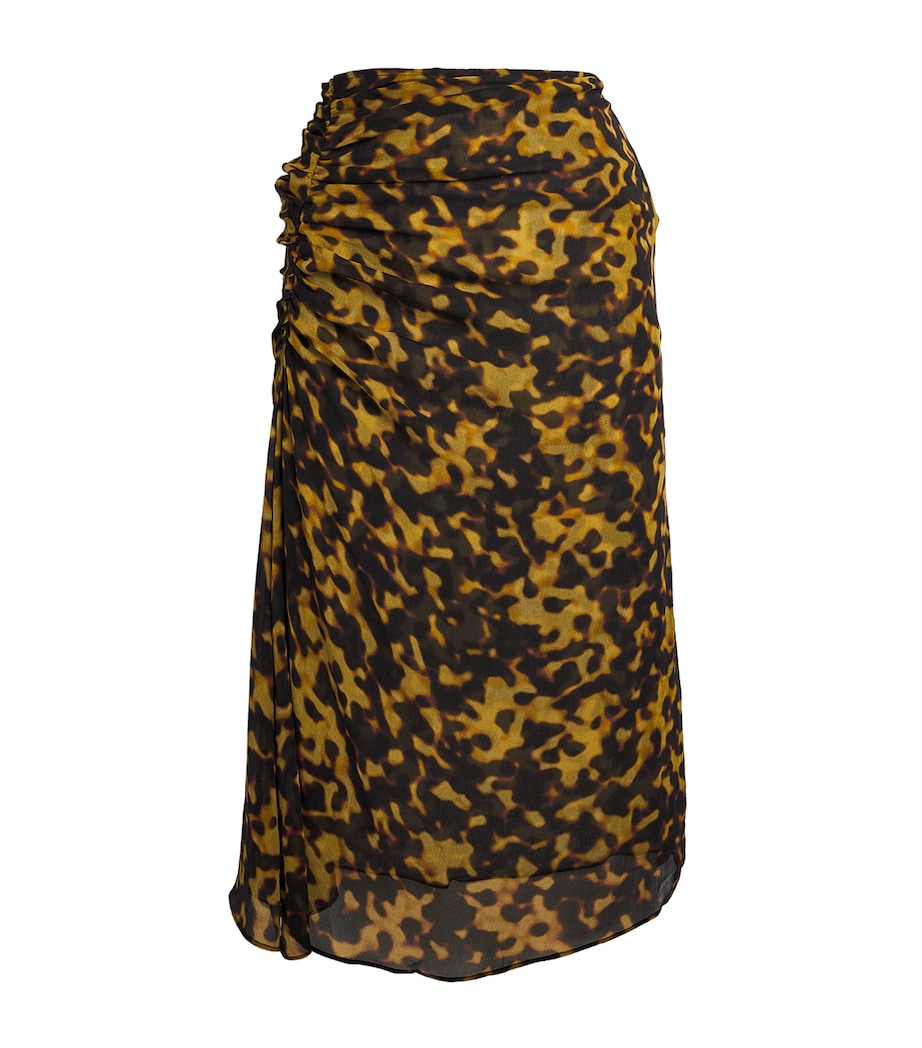 Silk Ruched Midi Skirt TORTOISESHELL Image 1