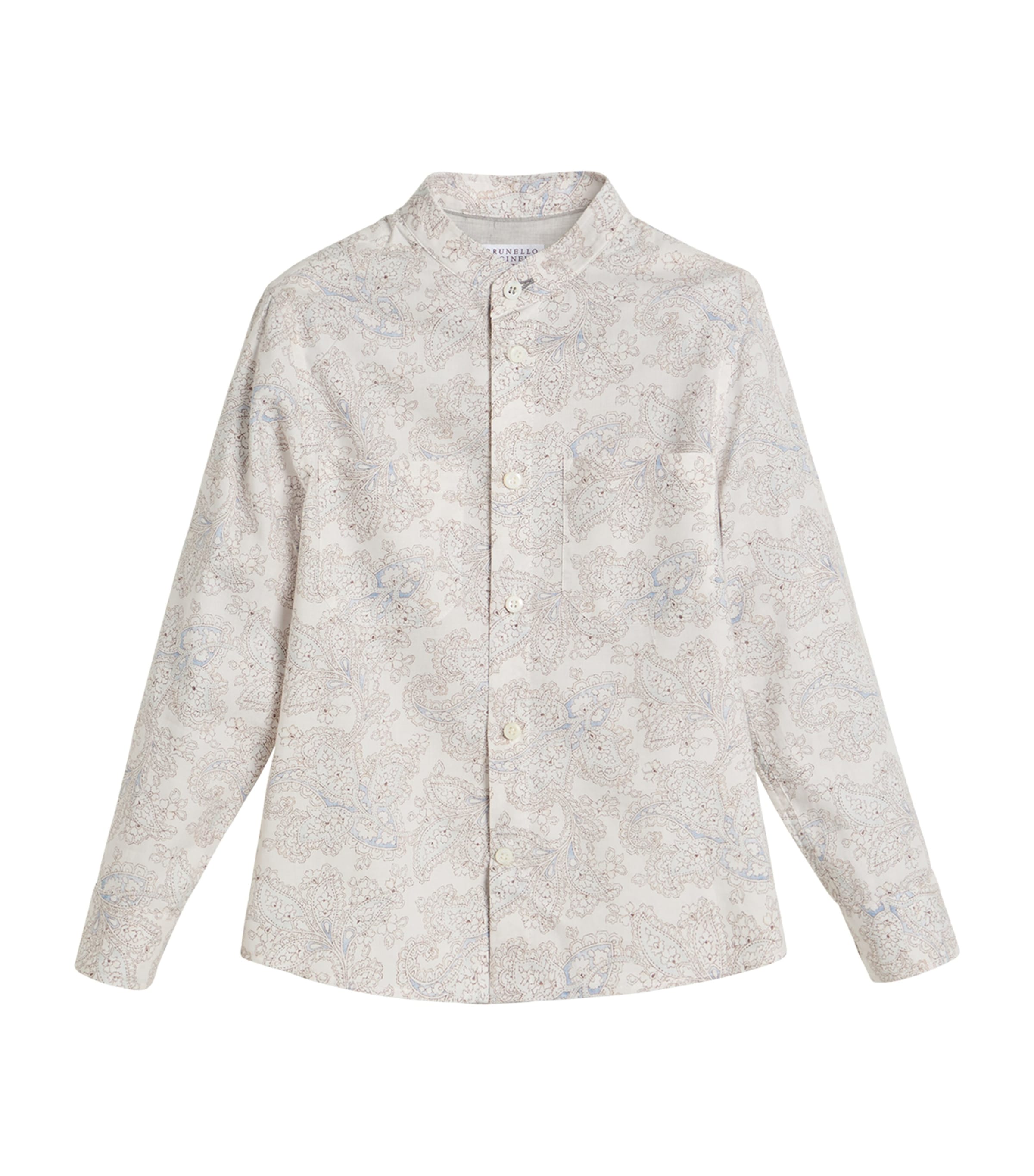 Brunello Cucinelli Cotton Printed Shirt In White