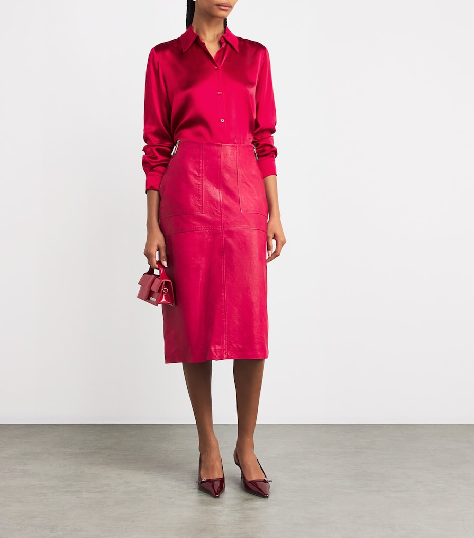 MAX&Co. Womens Silk Shirt Red Image 2