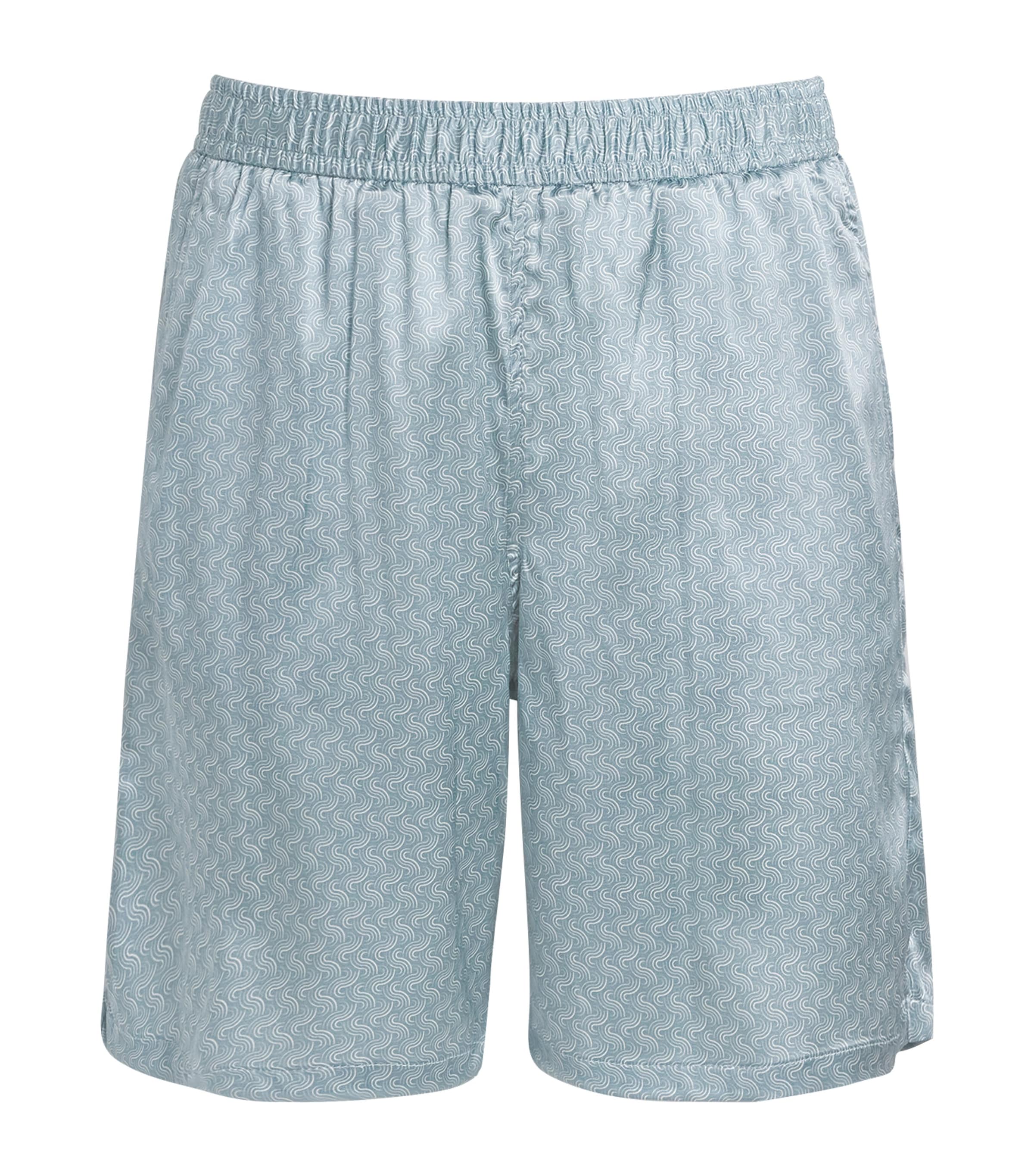 Frescobol Carioca Mens Silk Palma Wood Knot Shorts Coastal Blue Image 1