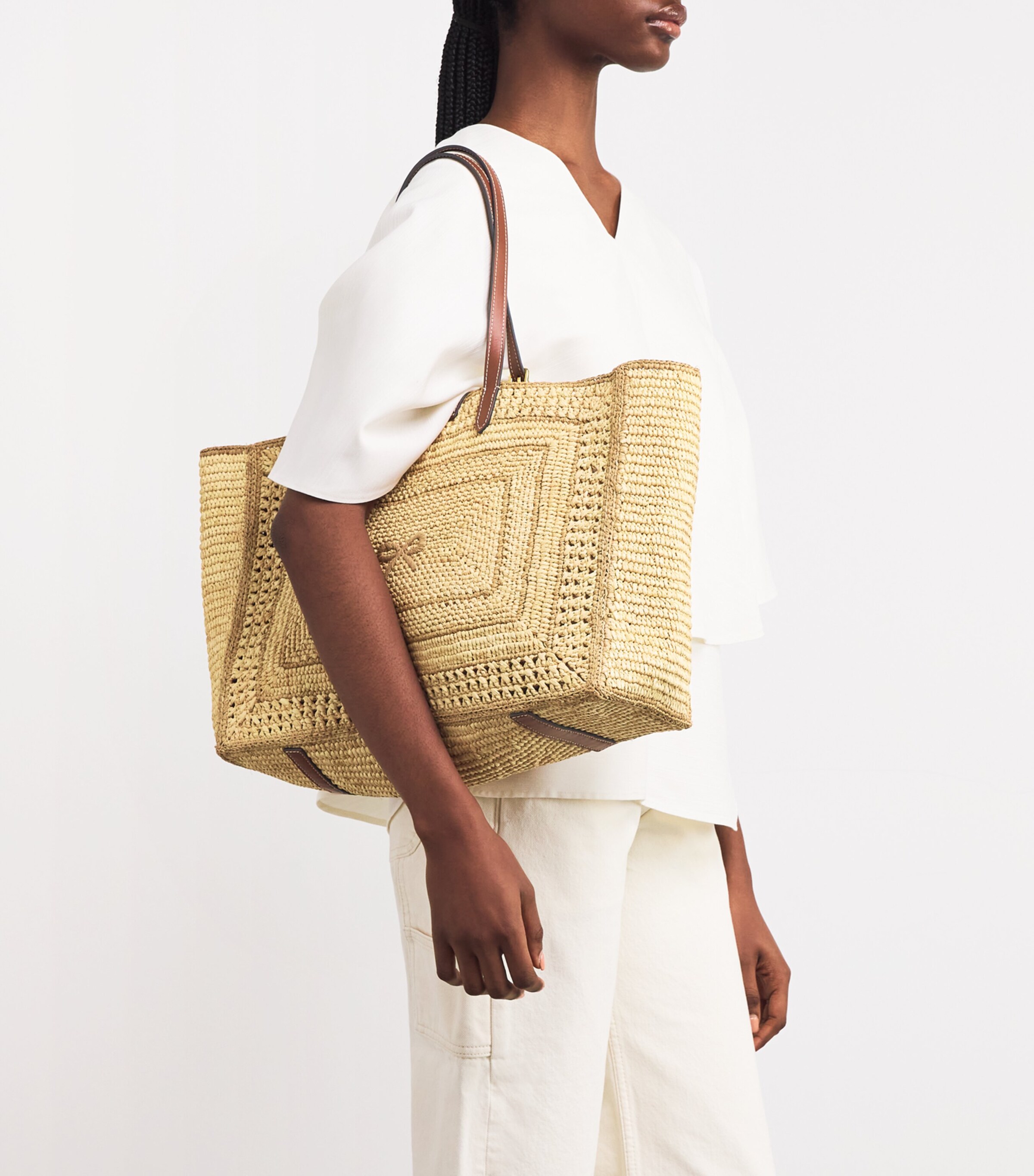 Anya Hindmarch Raffia Bow Tote Bag | Harrods UK