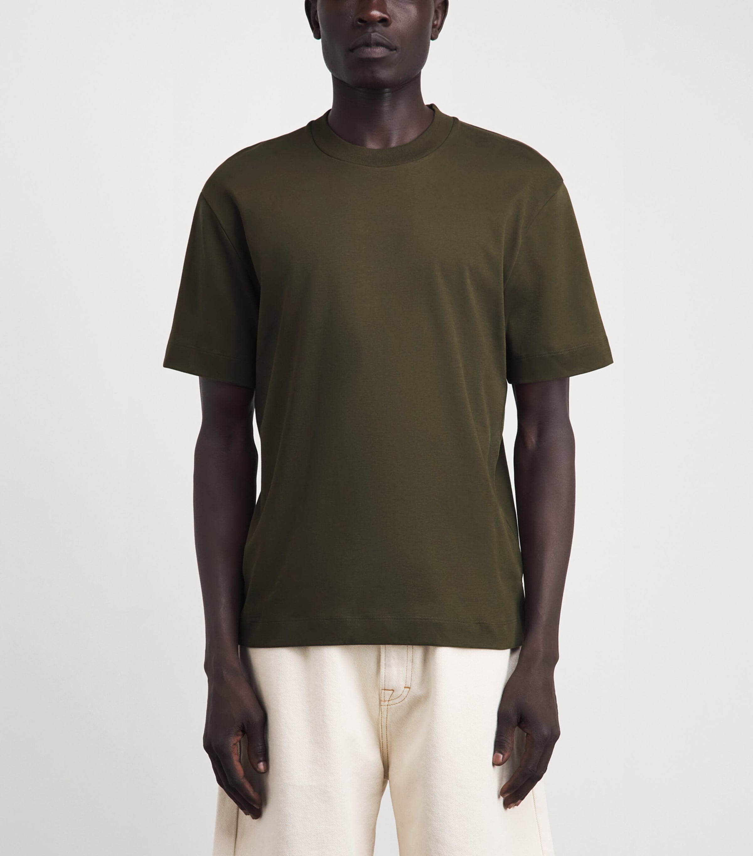 Sunspel Mens Supima Cotton Heavyweight T-Shirt Loden Green Image 4