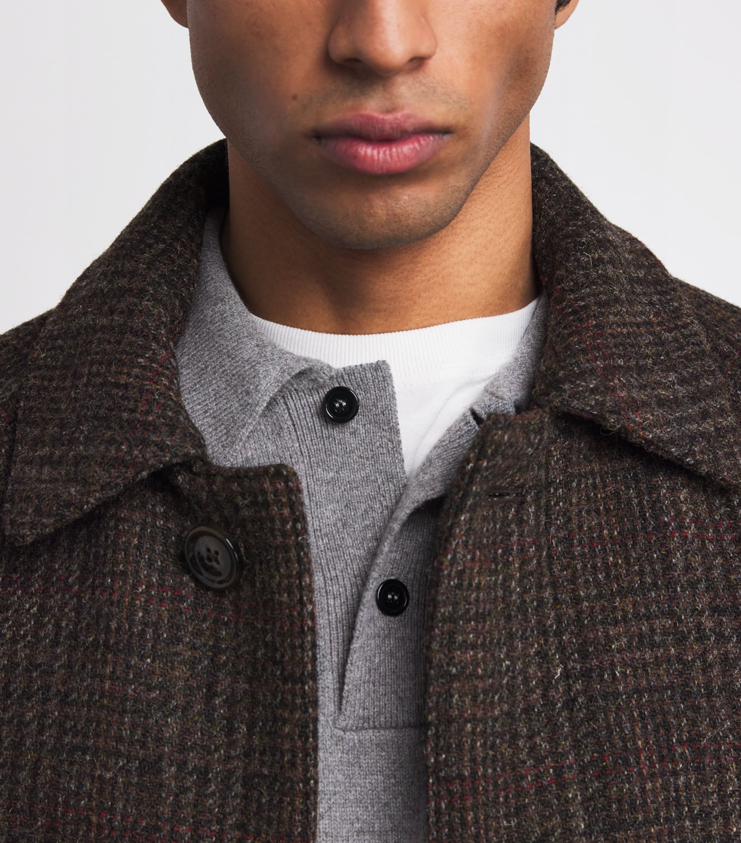 Merino Lambswool Polo Sweater GREY MELANGE Image 6