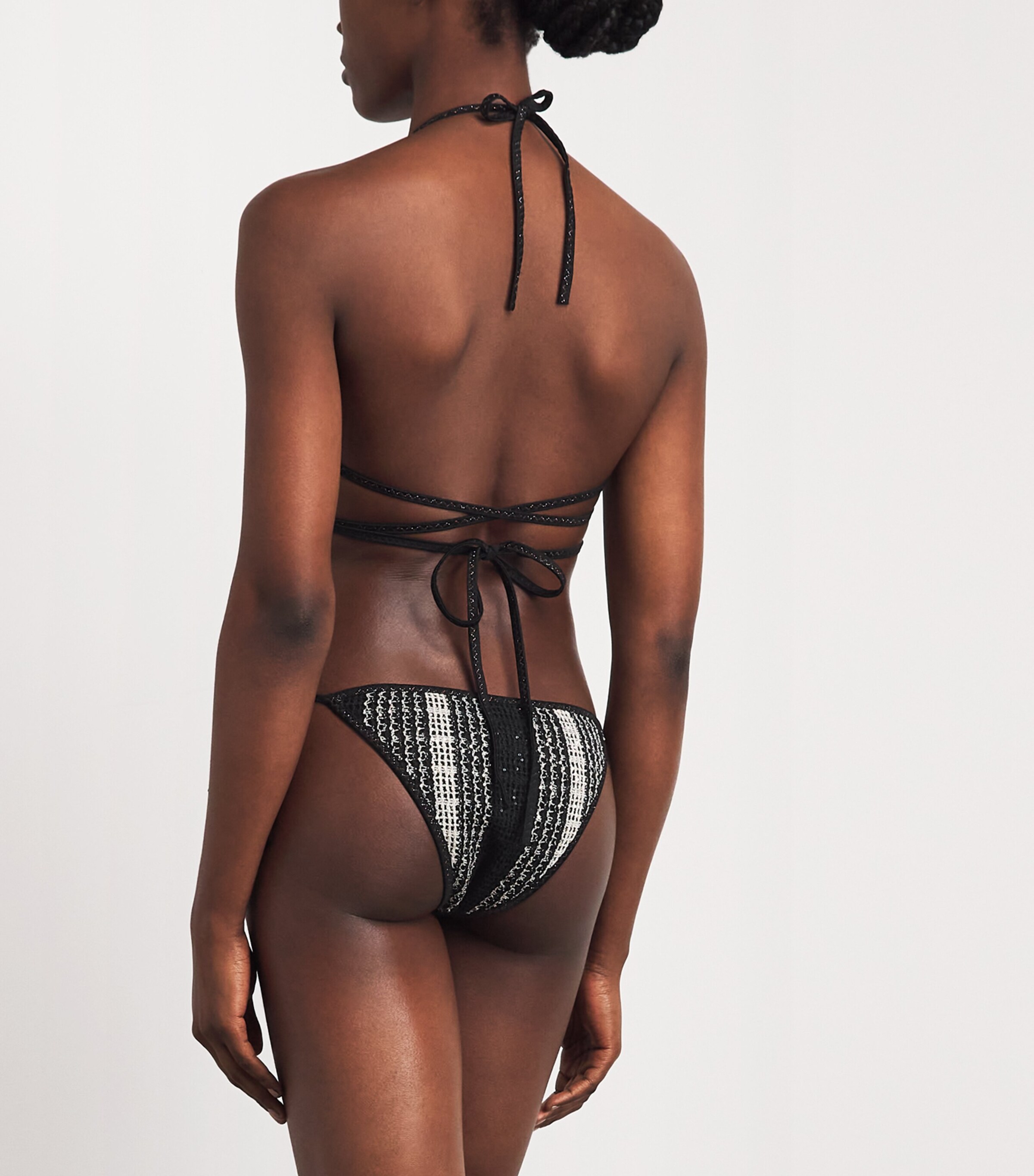 Missoni Womens Striped Tie-Up Triangle Bikini White/black Image 3