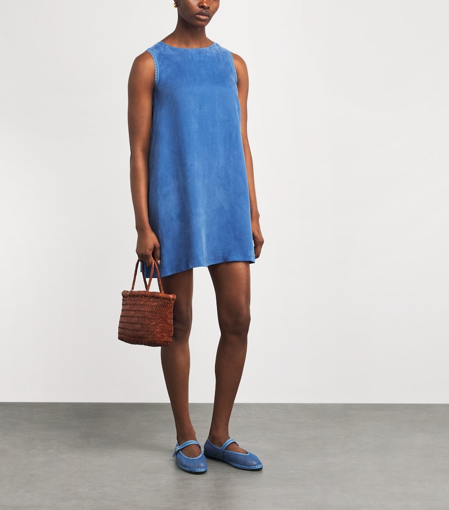 Claudie Pierlot Womens Lace-Trim Babydoll Mini Dress Amsterdam Blue Image 2
