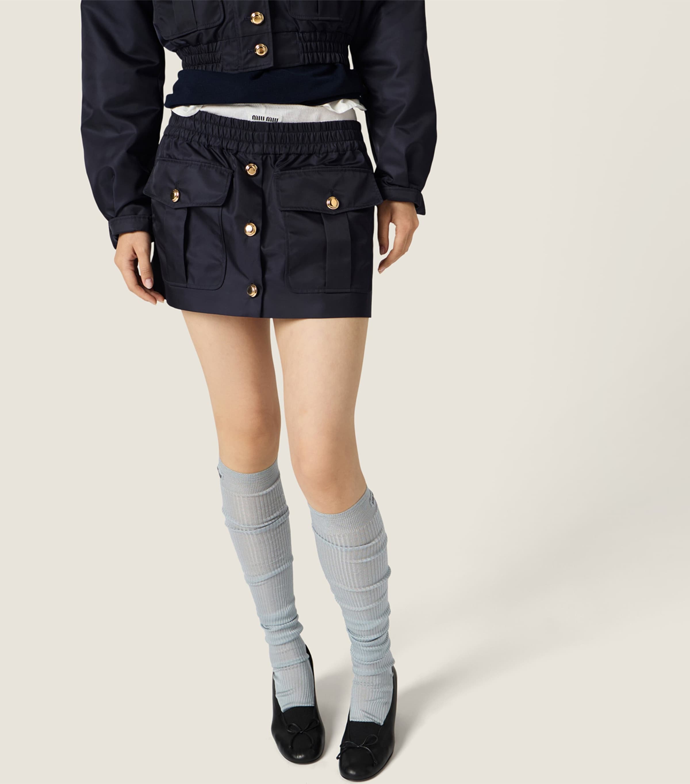 Miu Miu Womens Technical Buttoned Mini Skirt Image 4