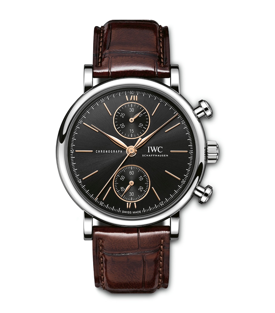 Stainless Steel Portofino Chronograph Watch 39mm BLACK Image 1