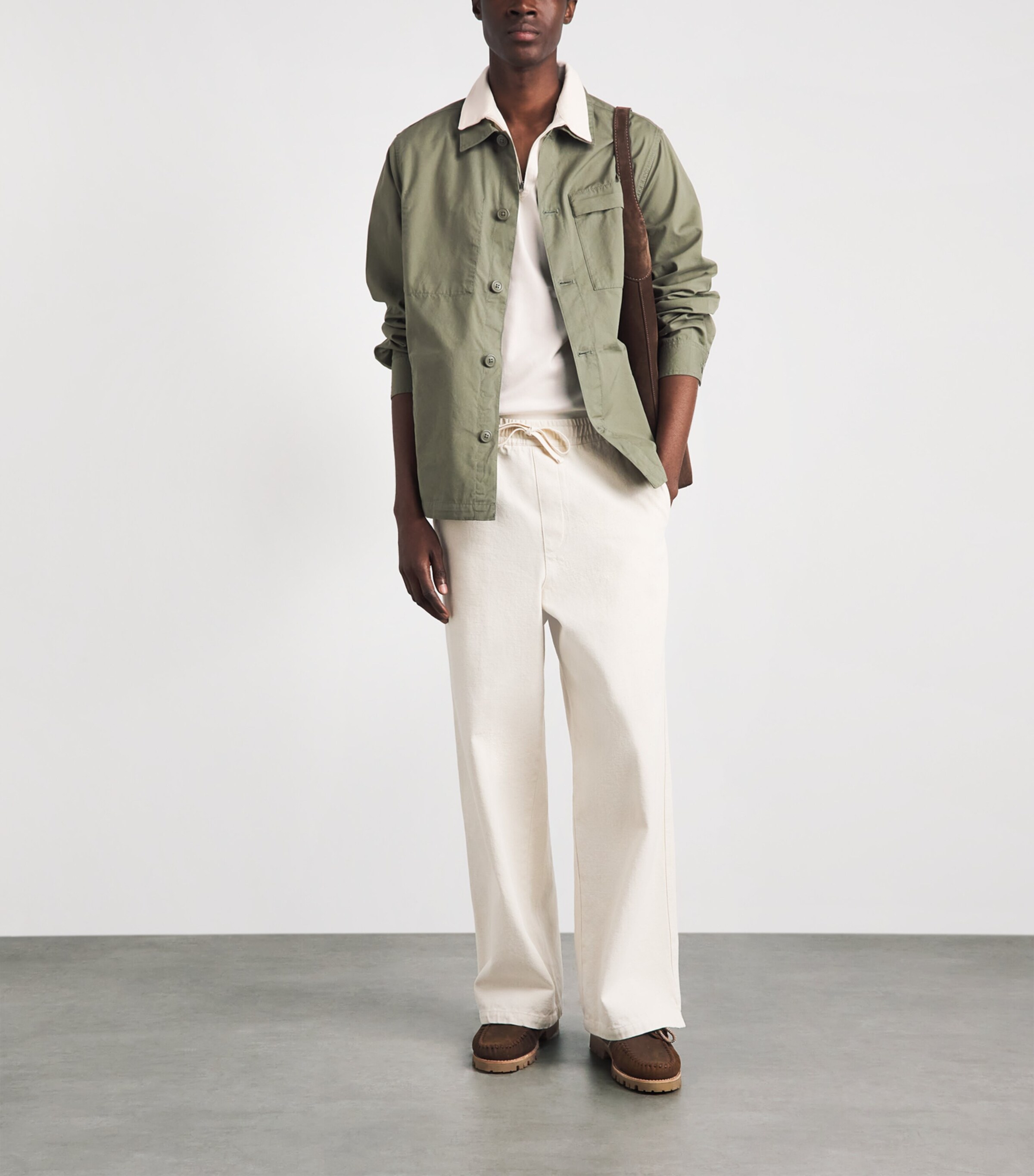 Barbour Mens Zip-Up Crackehall Polo Shirt Whisper White Image 2