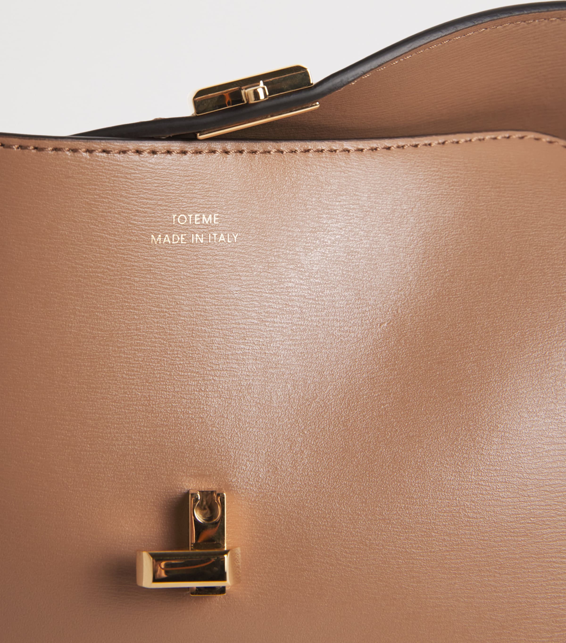 Toteme Leather T-Lock Clutch Bag Camel Image 6