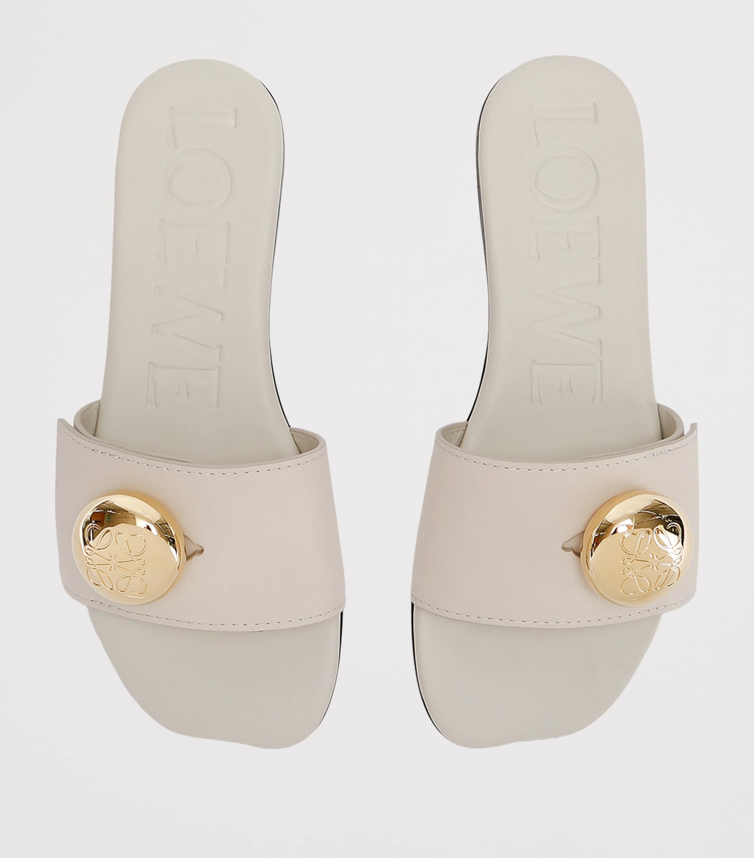 Leather Pebble Sandals CREAM Image 4