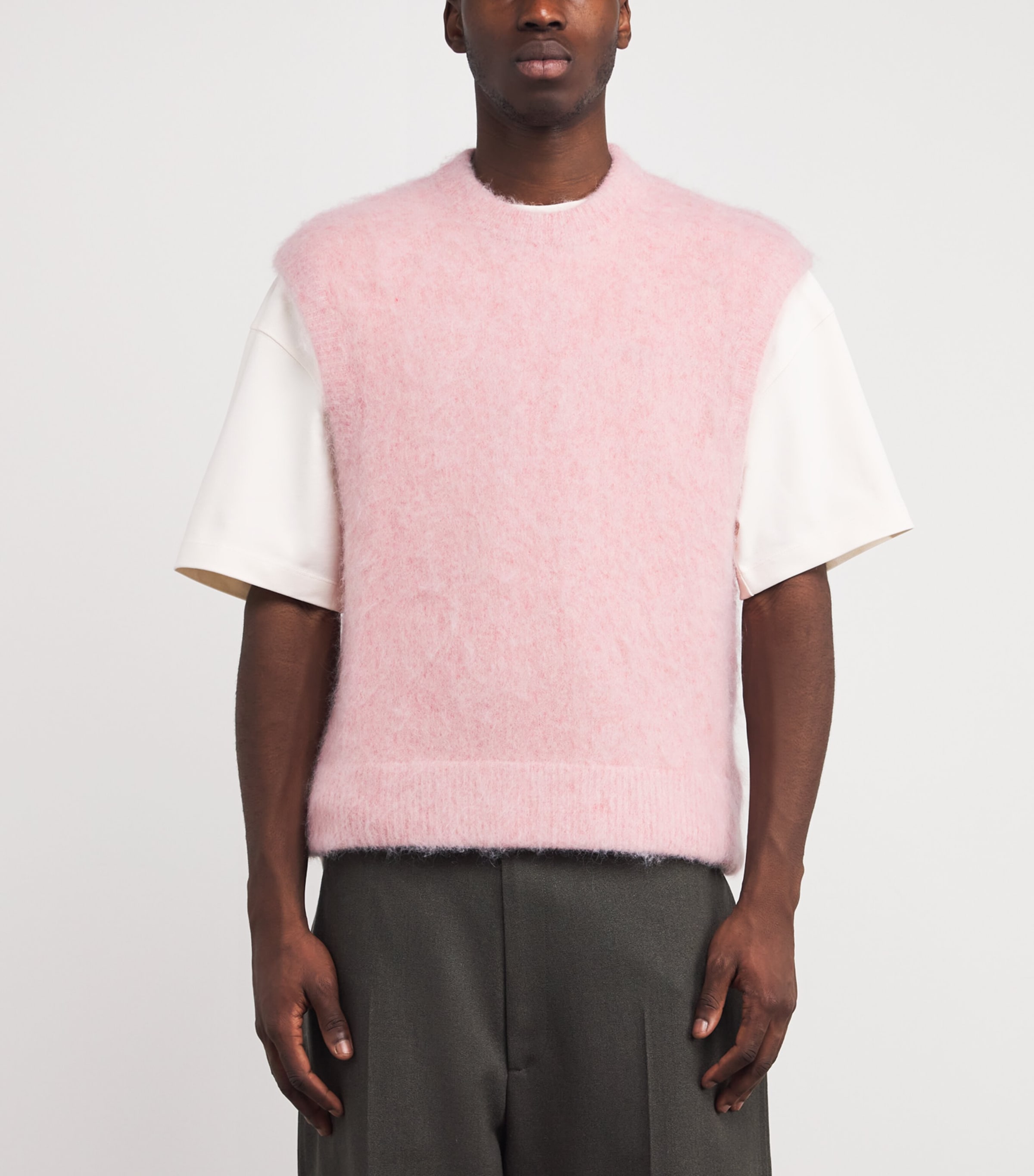 Brushed Knit Sweater Vest PINK Image 3
