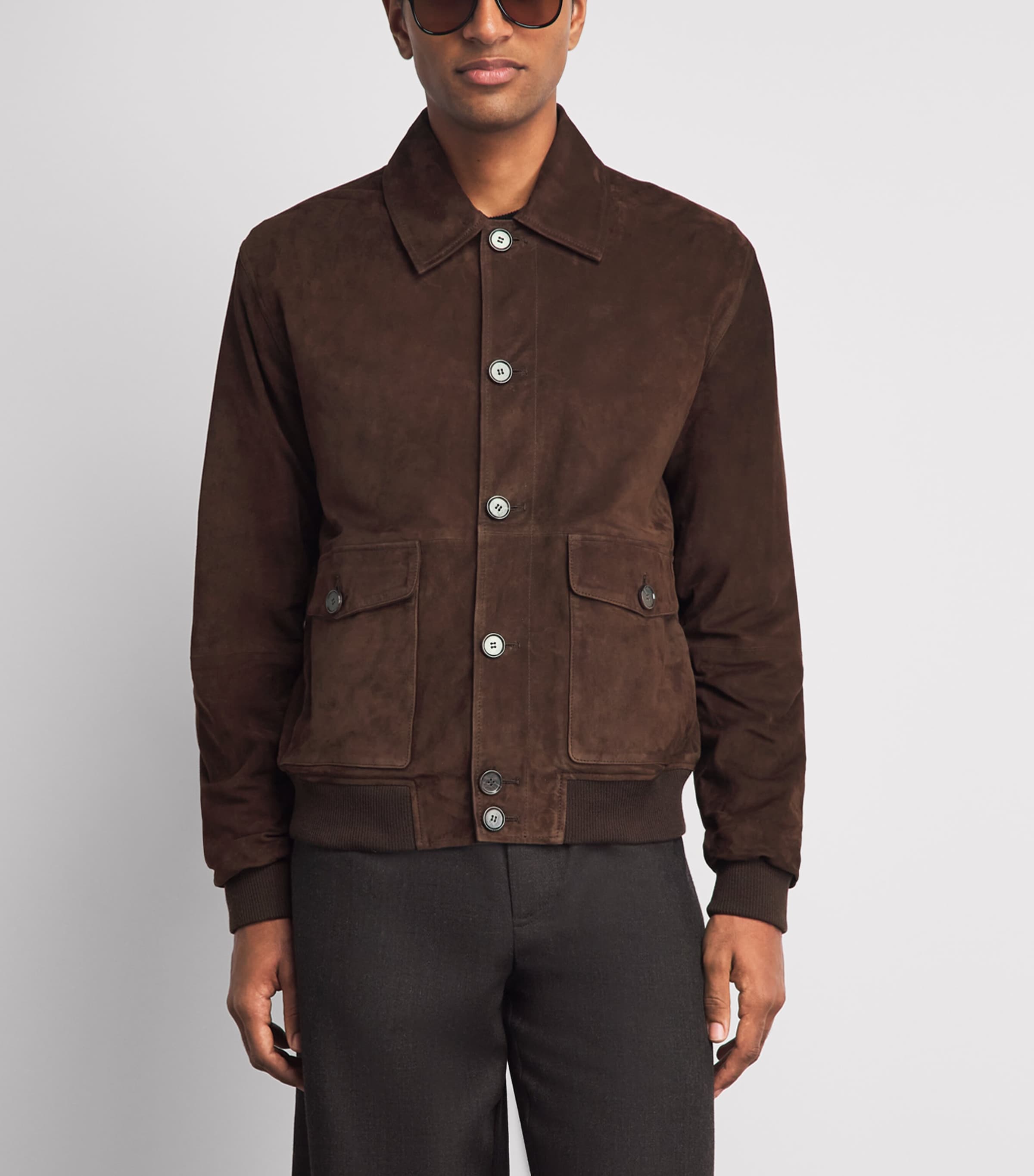 Arma Mens Lamb Suede Tomme Reversible Jacket Mud Brown Image 4
