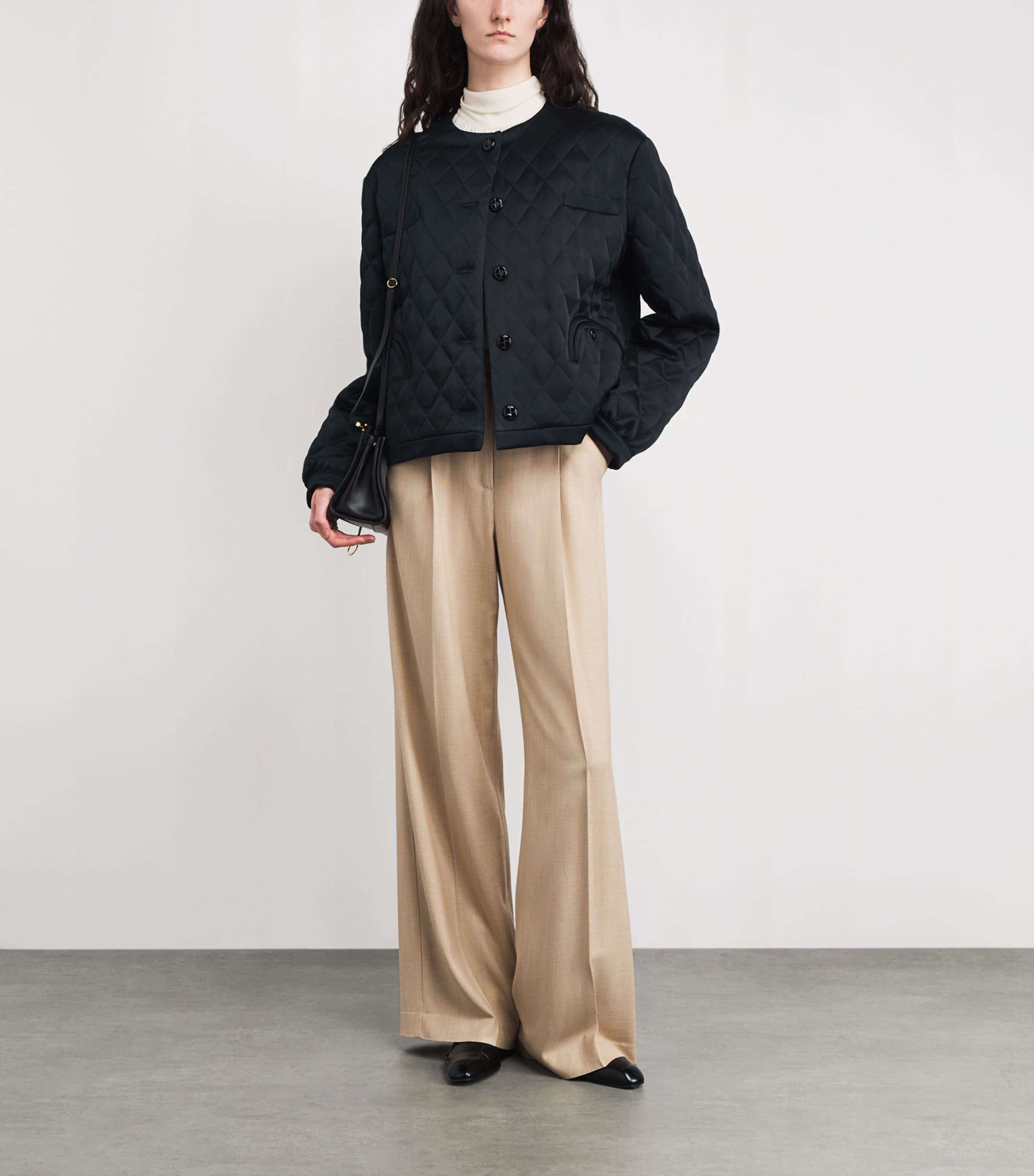 Quilted Gliss Cropped Jacket 0017 DARK NAVY Image 2