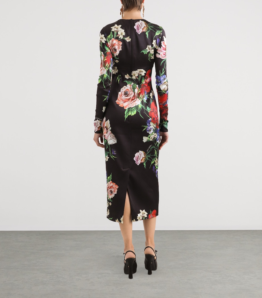 Satin Floral Print Midi Dress HN5PR-B.FIORI ANTICH Image 6