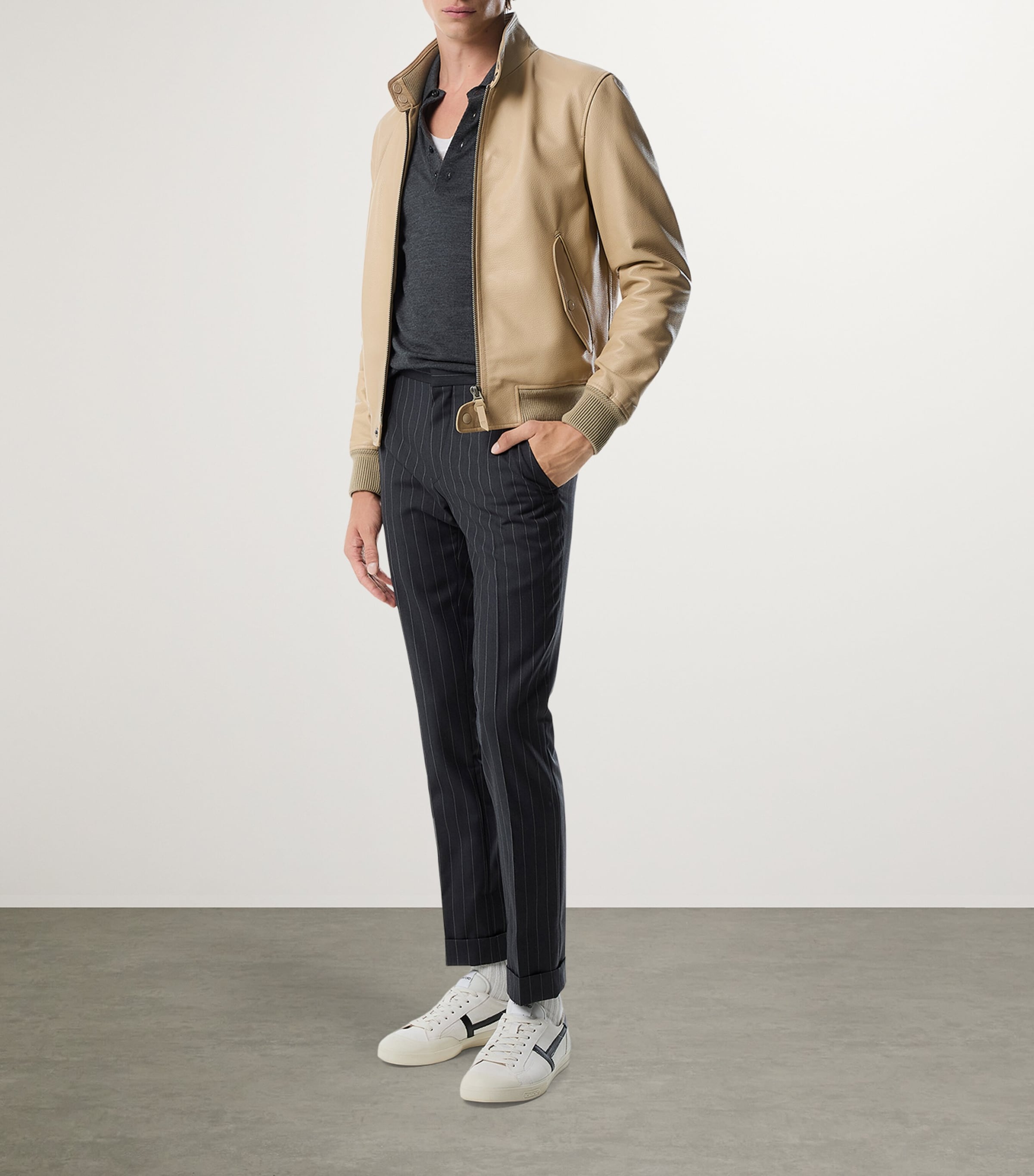 Tumbled Leather Harrington Jacket JB151 Image 2