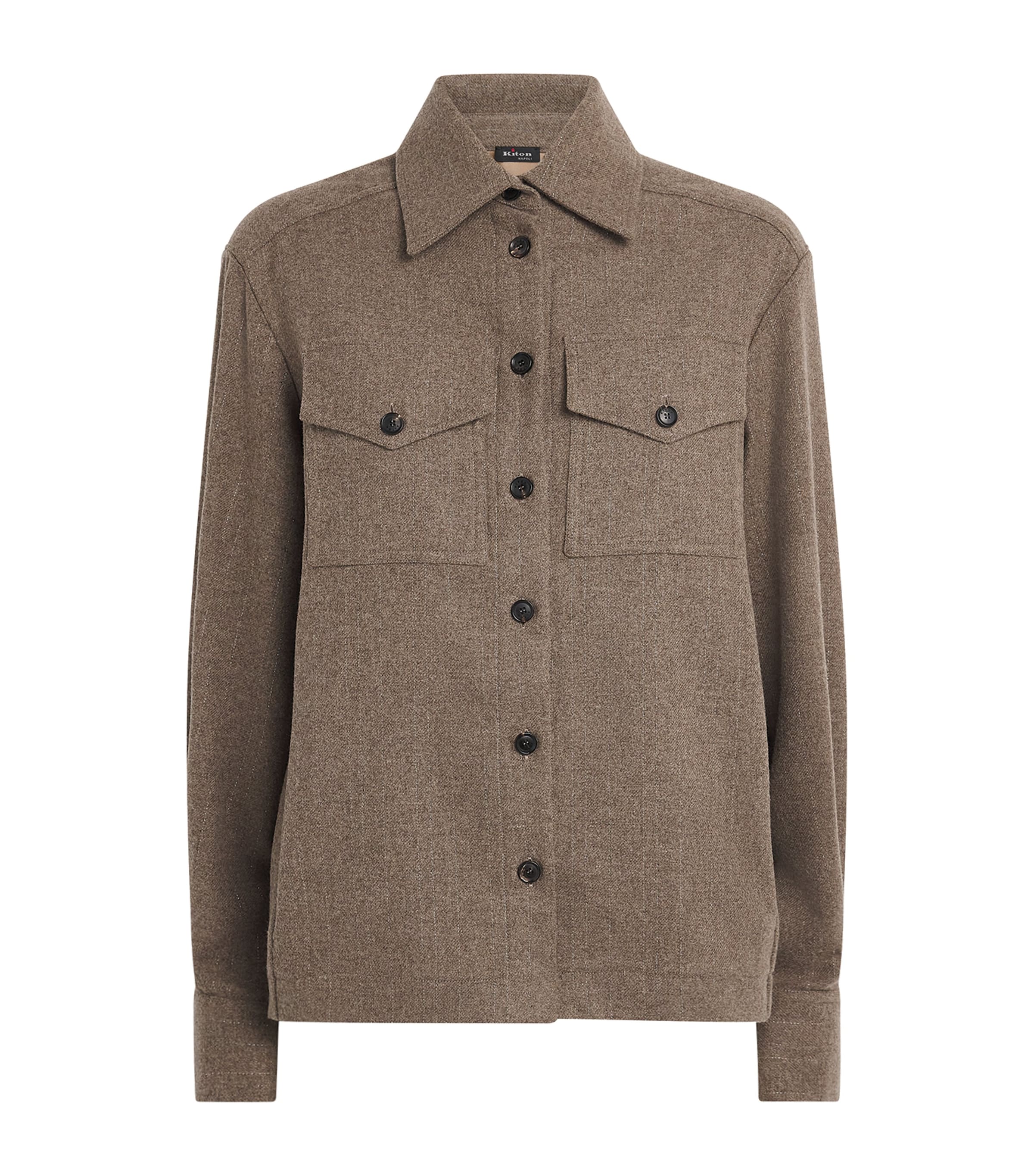Kiton Virgin Wool-cashmere Overshirt In Brown