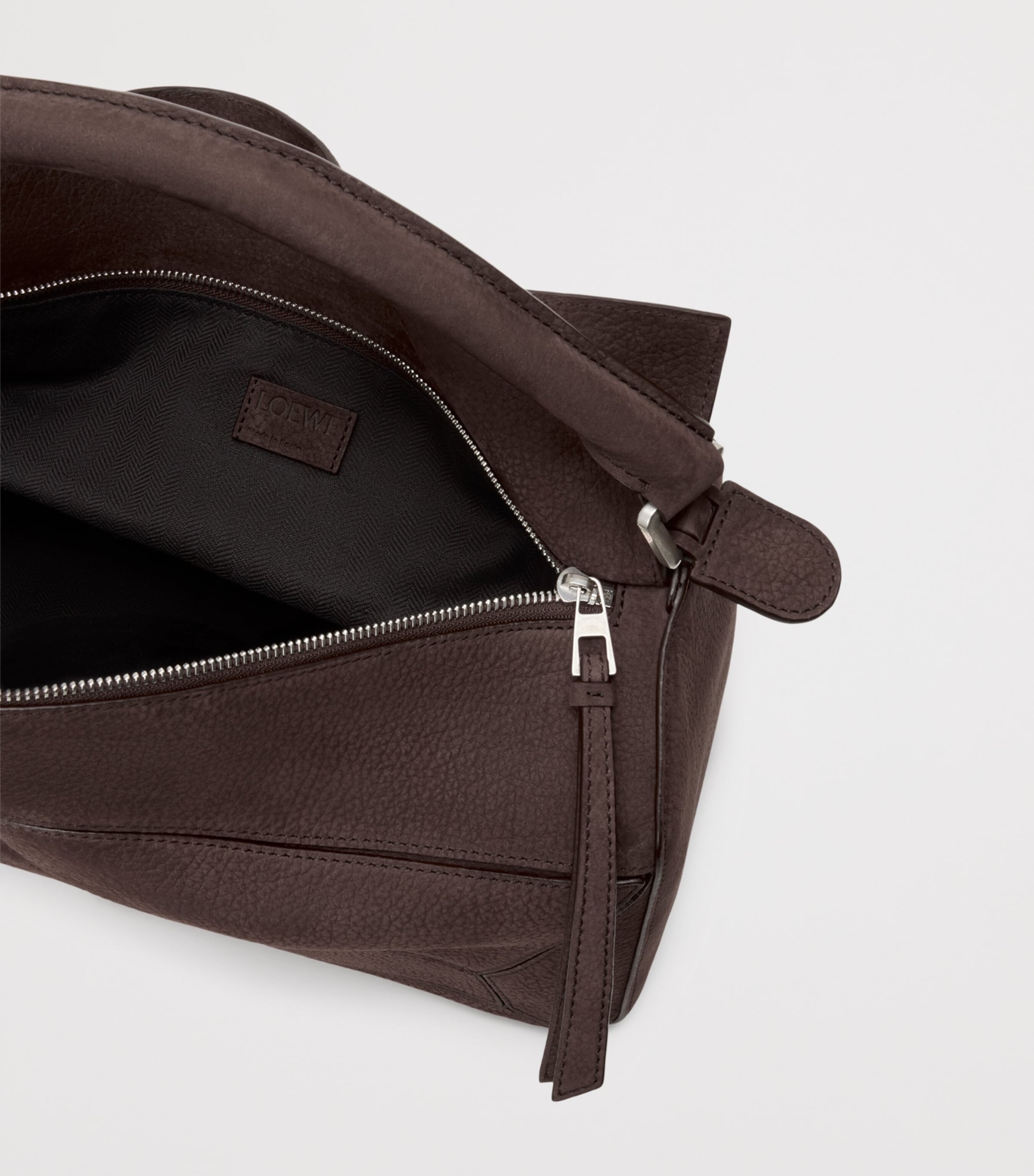 Large Suede Puzzle Top-Handle Bag DARK CHESTNUT Image 7