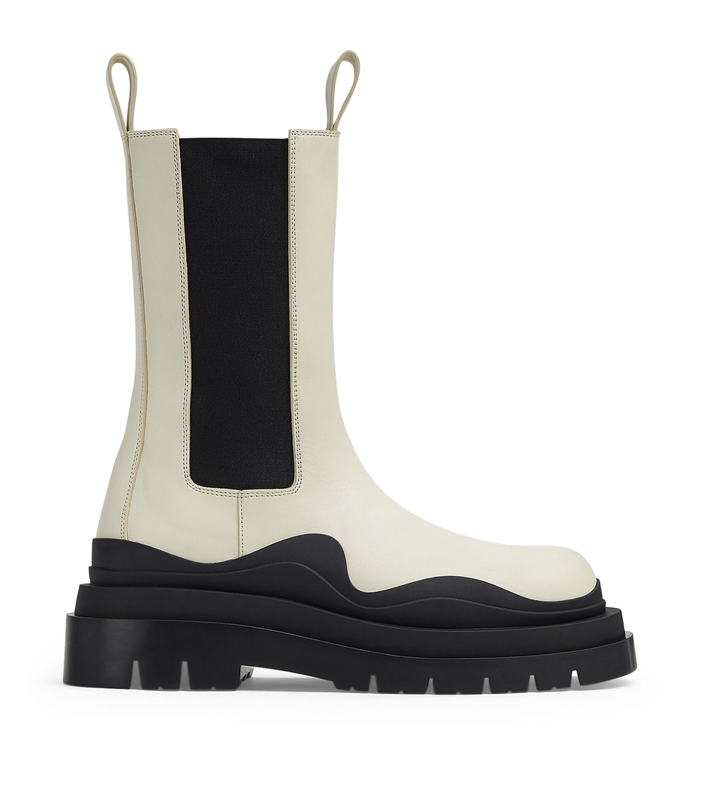 Shop Bottega Veneta Leather Tire Chelsea Boots In White