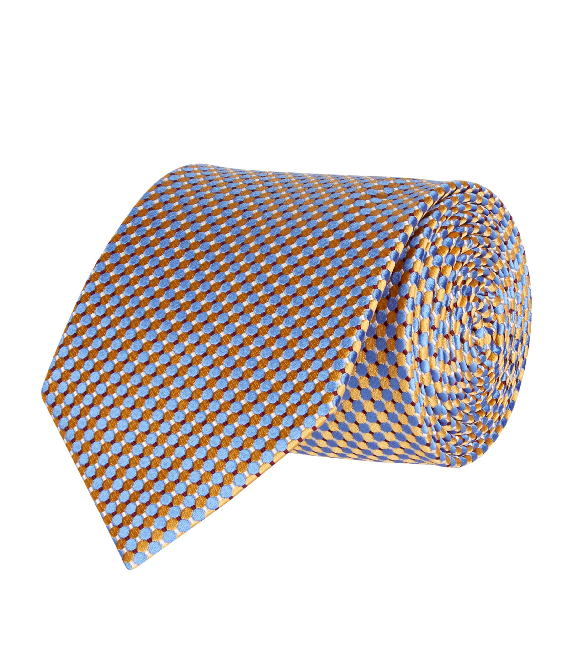 Eton Silk Geometric Tie In Blue