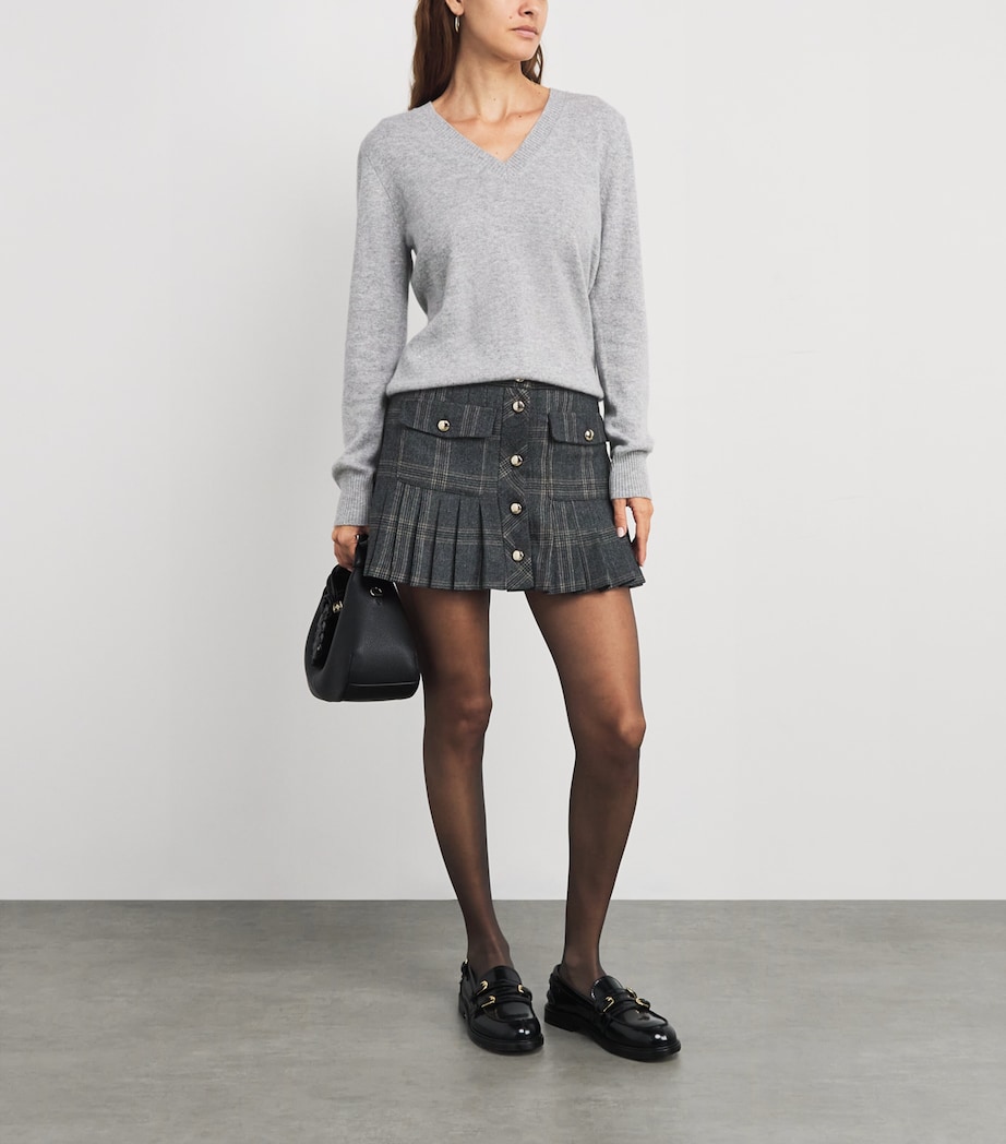 Pleated Check Mini Skirt GREY Image 2