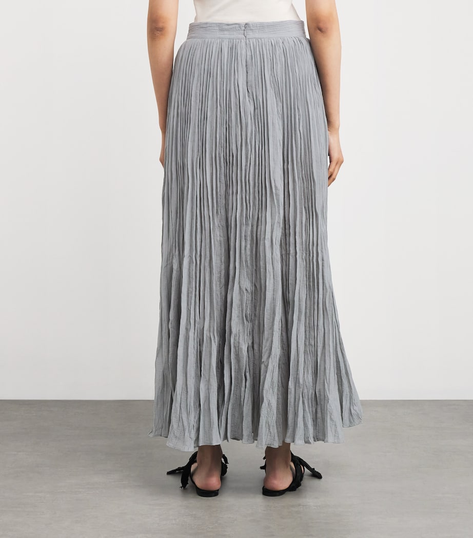 Organic Cotton-Blend Pleated Midi Skirt 023 PALE GREY Image 4