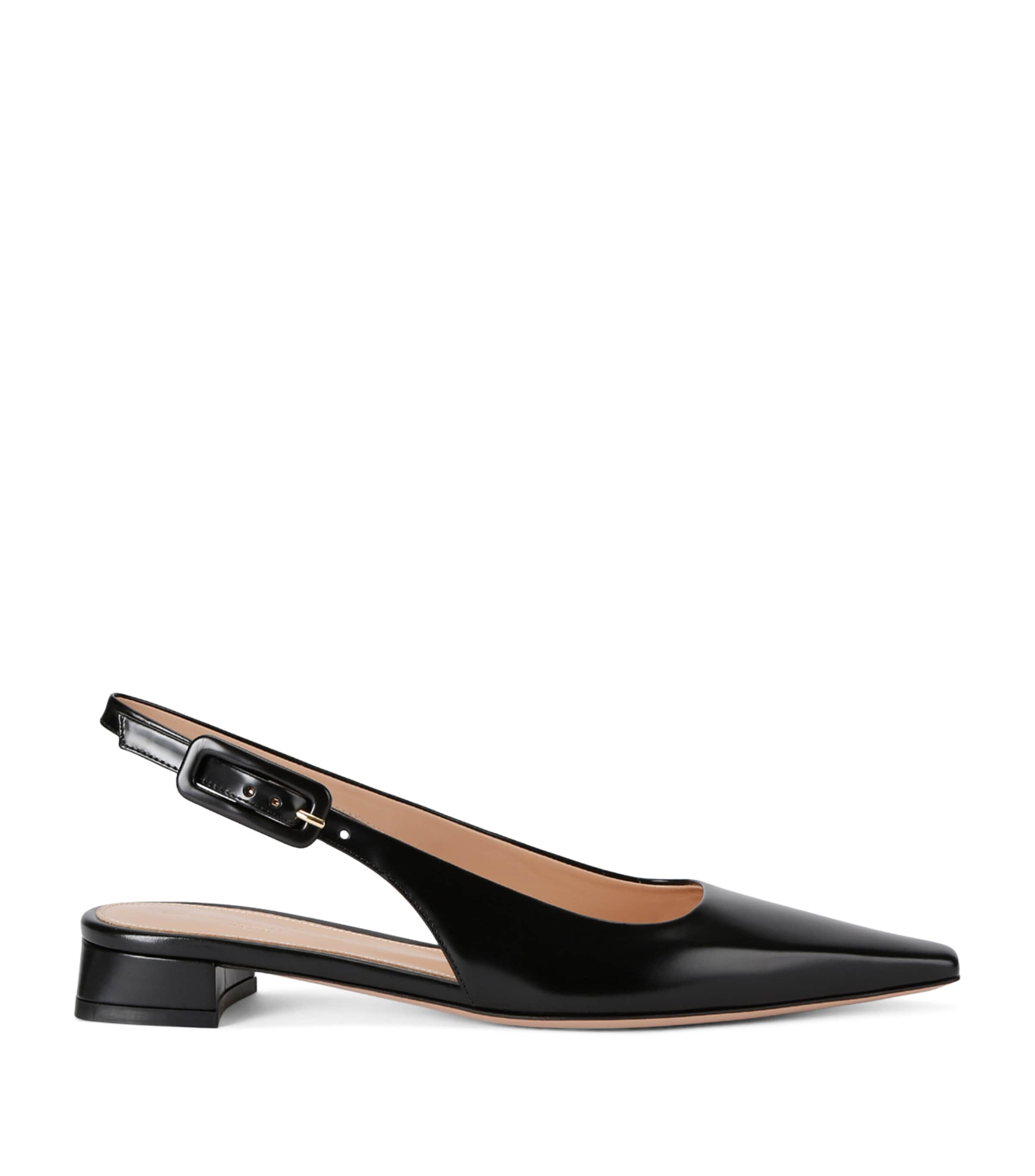 GIANVITO ROSSI LEATHER TOKIO SLINGBACK FLATS 