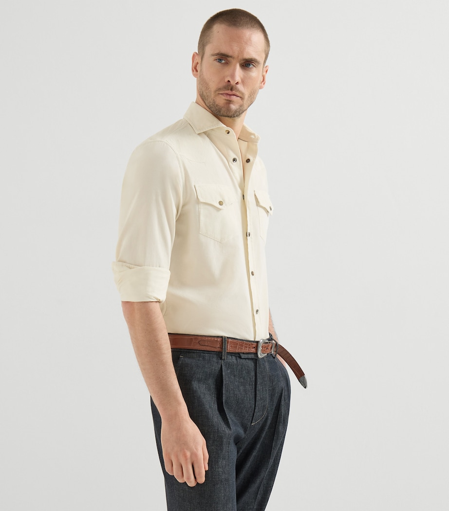 Brunello Cucinelli Mens Cotton Western Shirt Image 4
