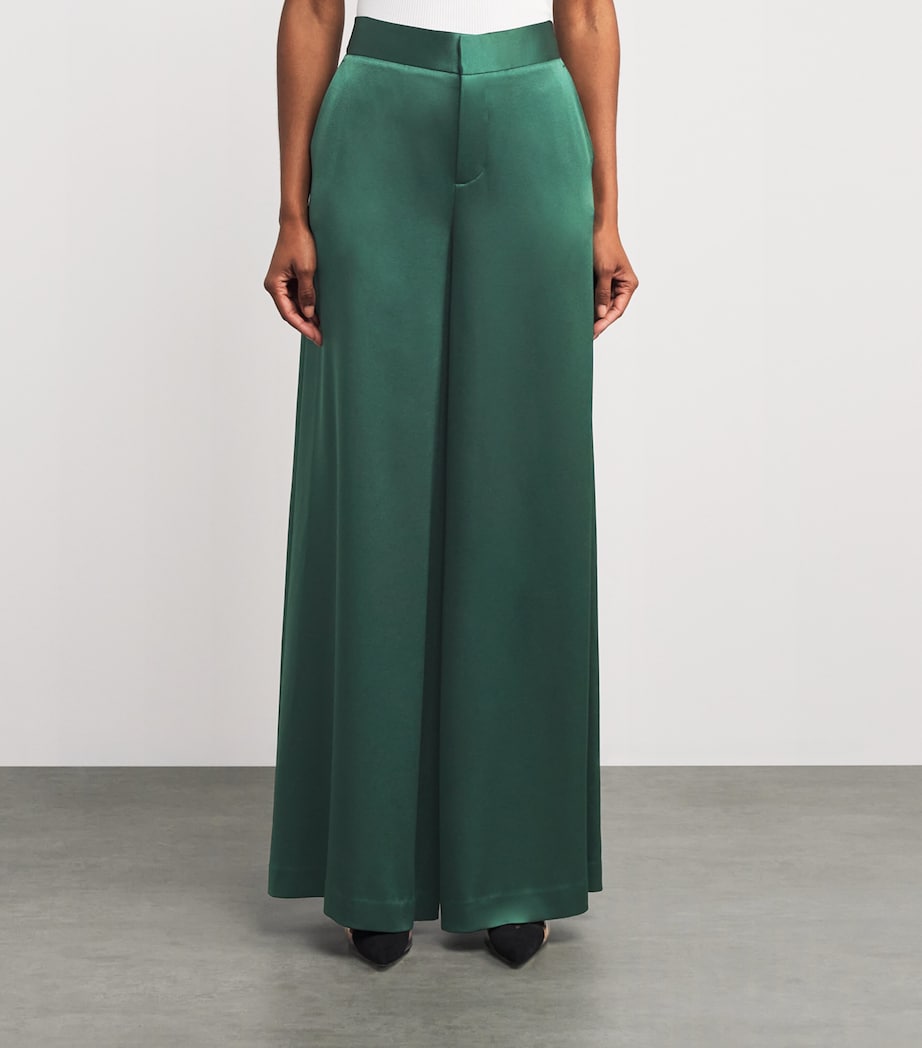 Satin Nessi Wide-Leg Trousers B345 GREEN MYSTIQUE Image 3