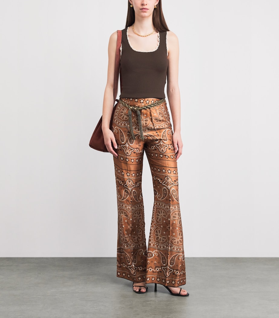 Sandro Paris Womens Crochet-Trim Tank Top Brown Image 2