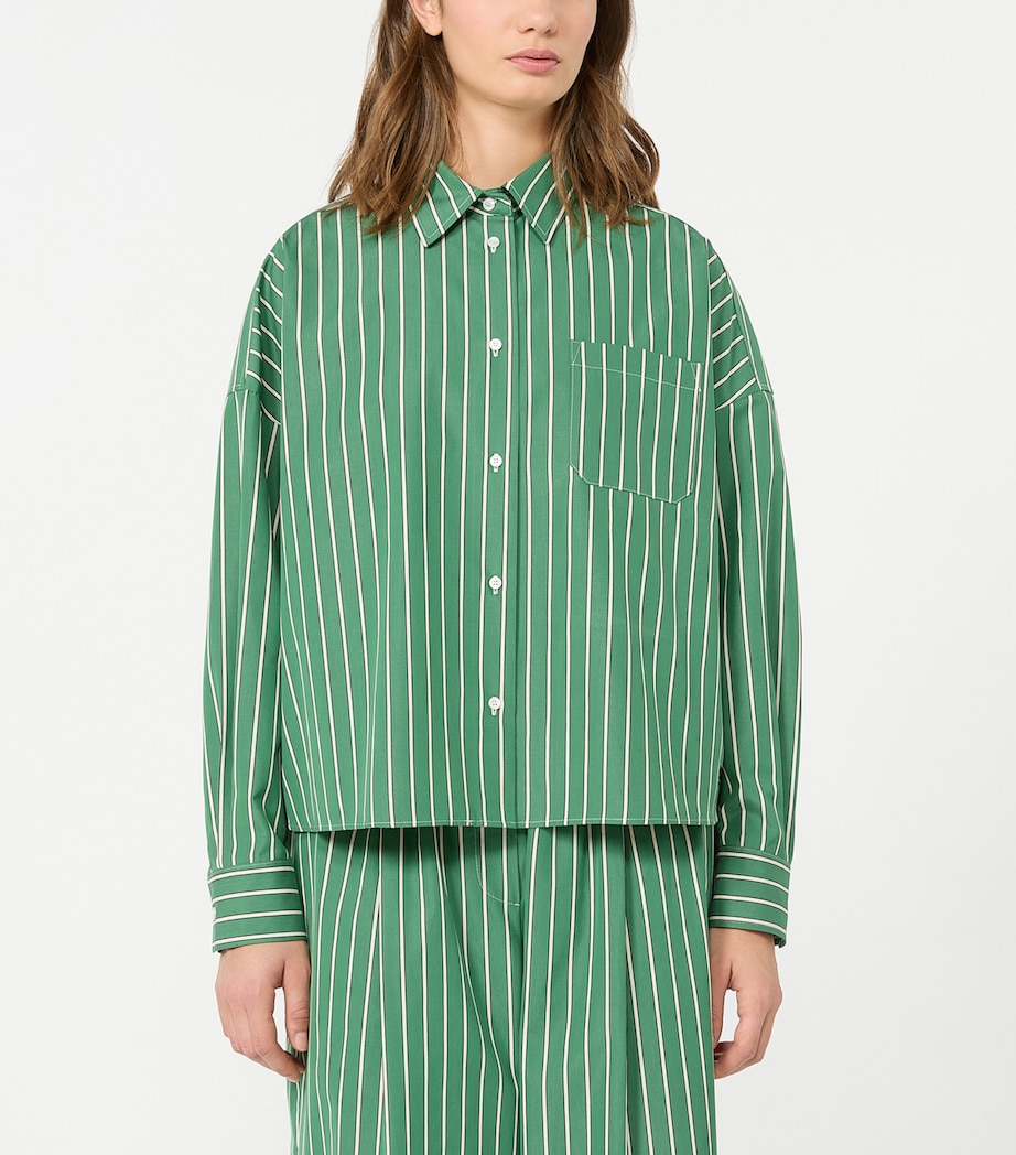 Weekend Max Mara Womens Cotton Stripe Shirt Green Image 3