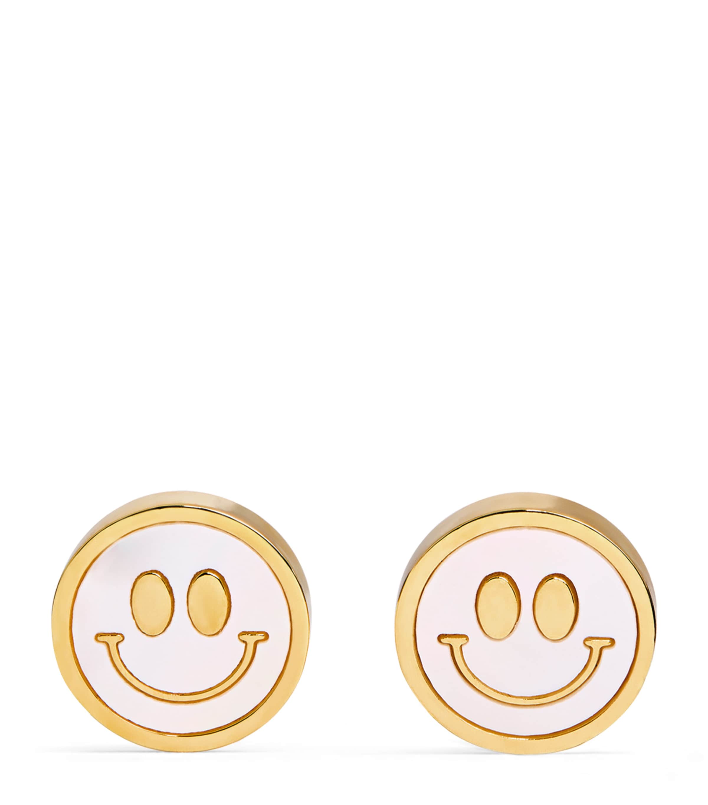 Babette Gold-plated Smiley Face Cufflinks In Gold