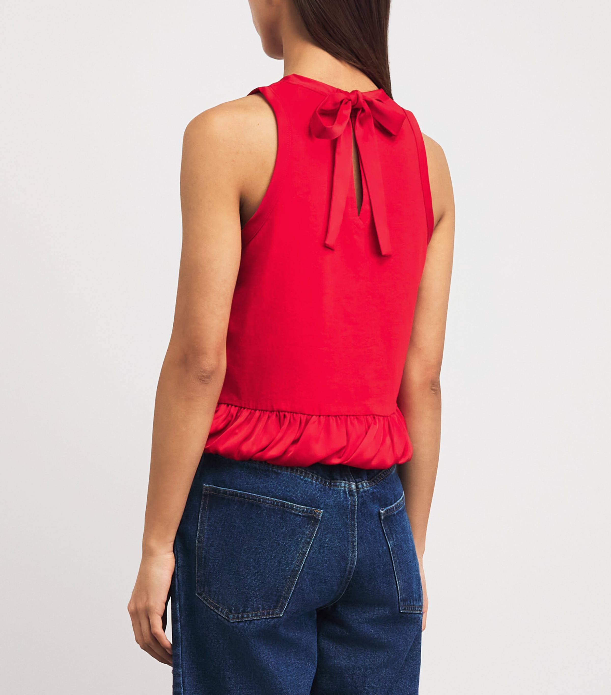 Sandro Paris Womens Cotton Ruffled Tank Top Red Image 5