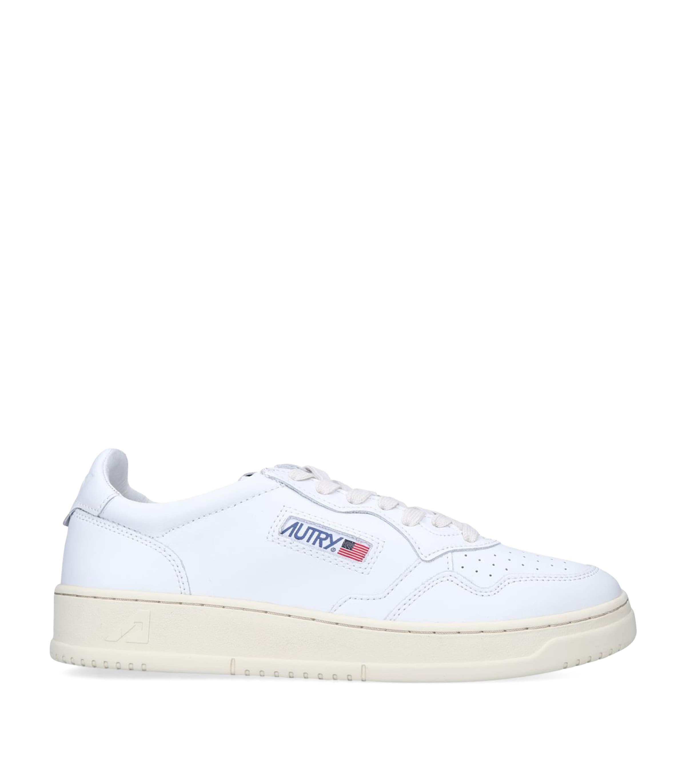 Autry Medalist Low White Sneakers With Suede Inserts And Tonal Heel Tab In Leather Man In White