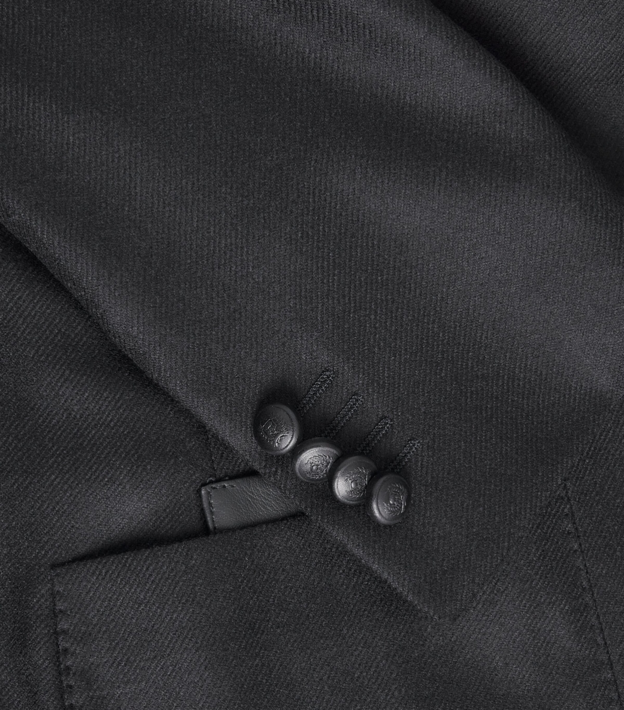 Corneliani Mens Leather-Trim Wool-Cashmere Blazer Black Print Image 7