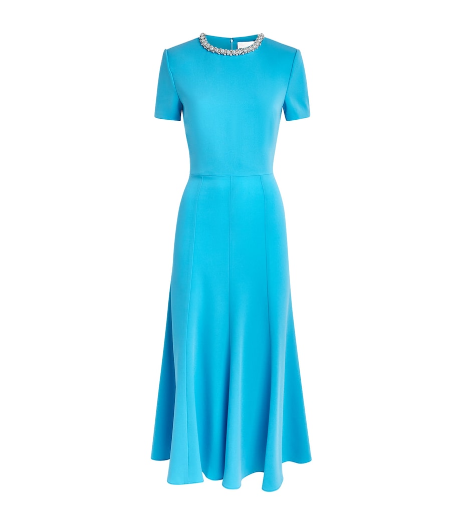 Roland Mouret Womens Pearl-Neck Midi Dress Dark Topaz Image 1