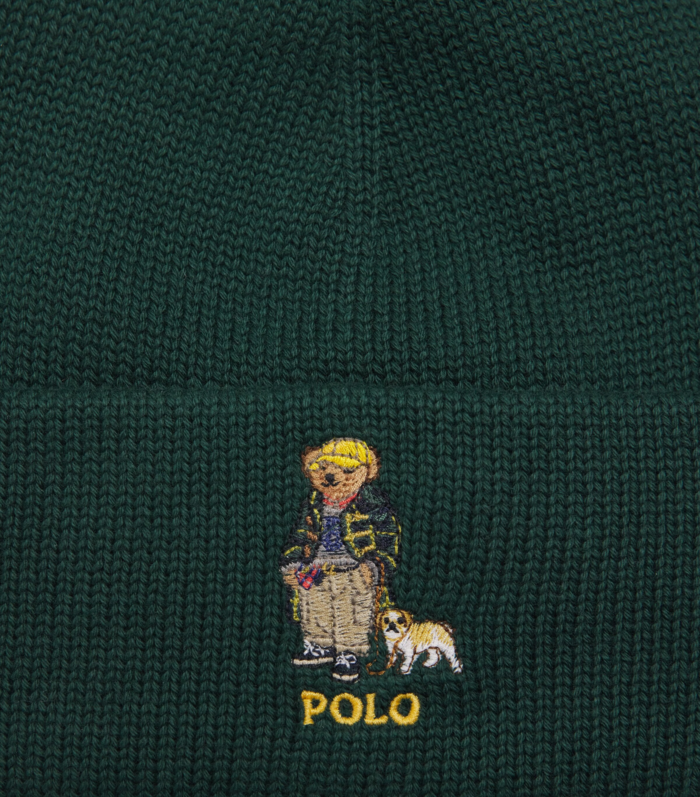 Cotton Polo Bear Beanie (6-9 Years) GREEN Image 3