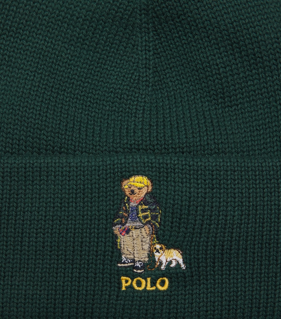Cotton Polo Bear Beanie (6-9 Years) GREEN Image 3