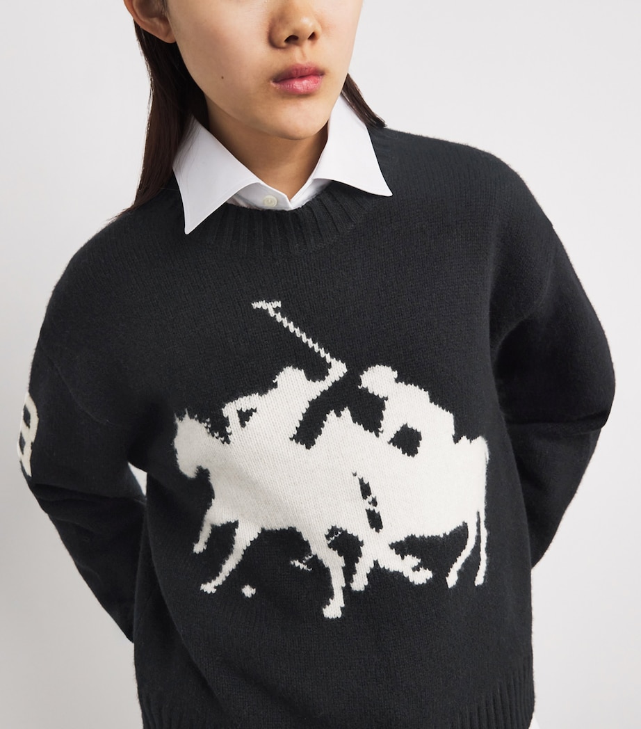 Wool Polo Intarsia Sweater POLO BLACK MULTI Image 6