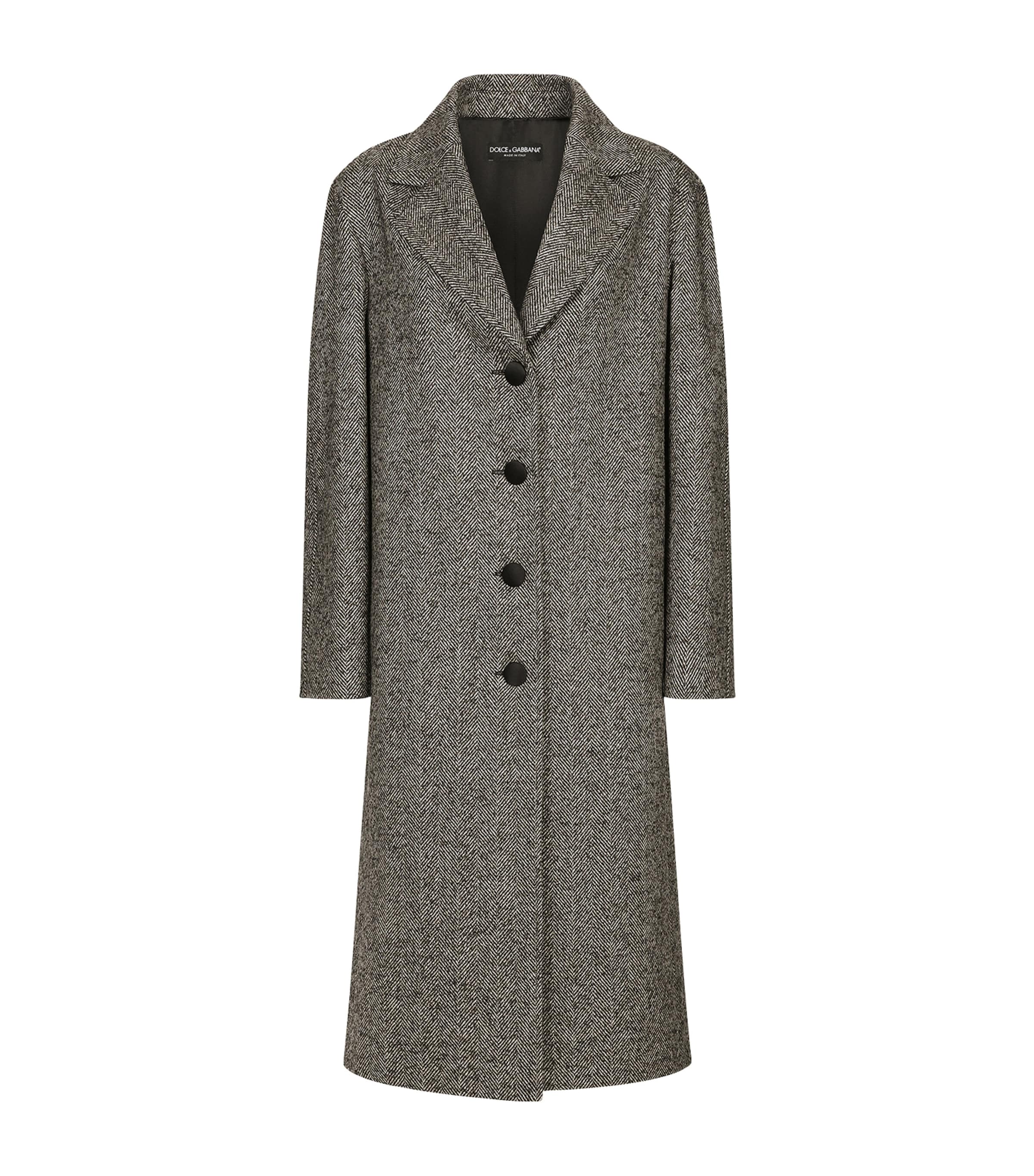 Shop Dolce & Gabbana Herringbone Wool-blend Coat