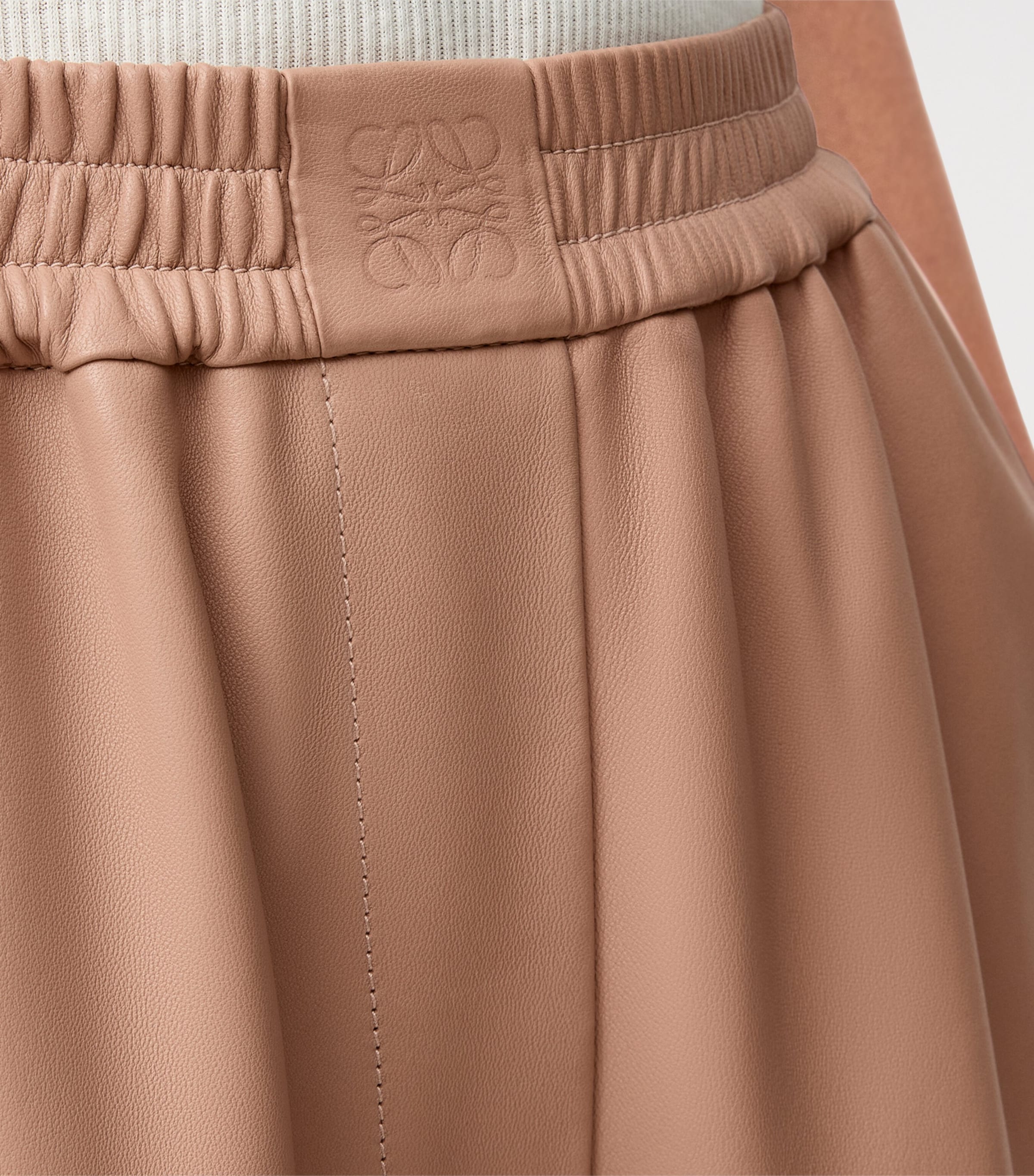 Leather Barrel Trousers BEIGE Image 5