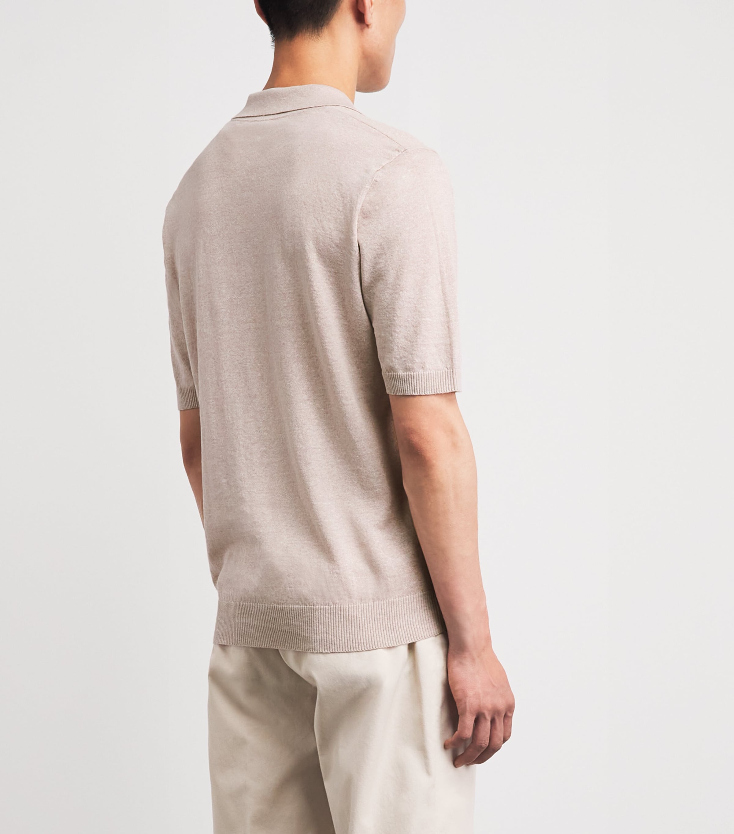 Eleventy Mens Cotton-Linen Polo Shirt Cipria Image 5