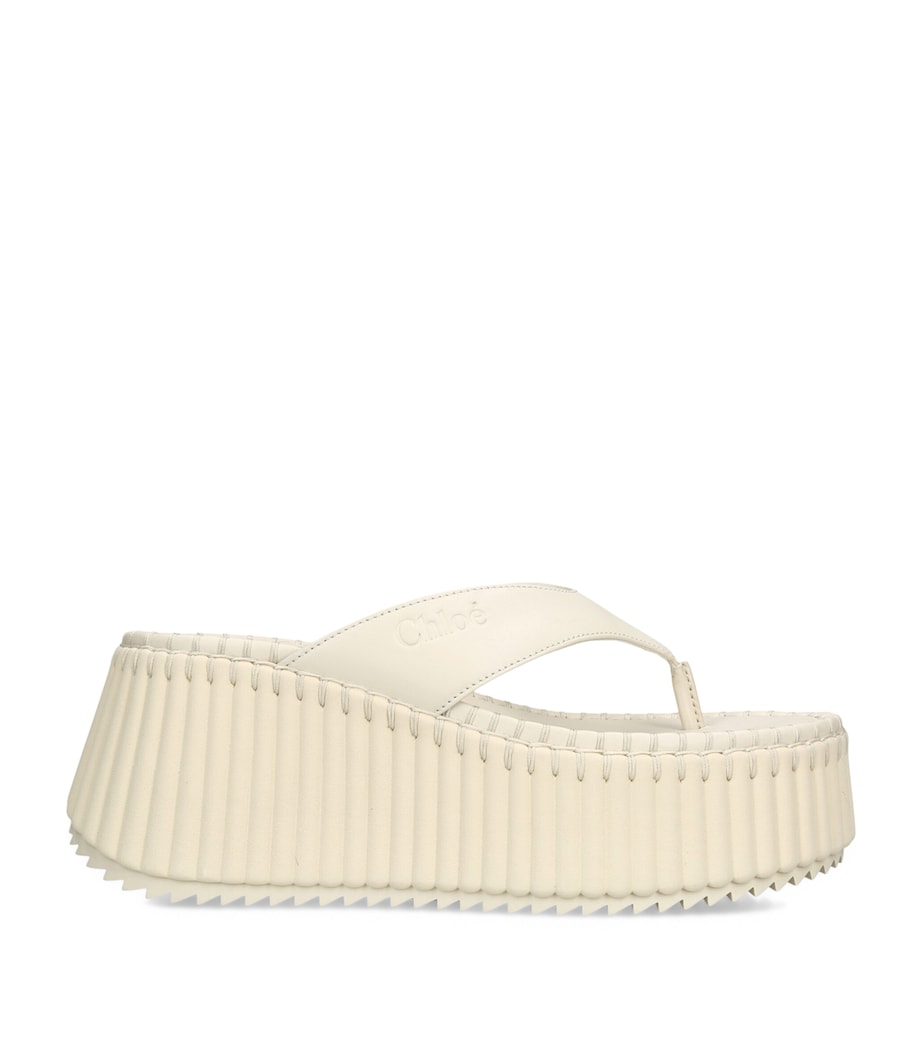 Chloé Leather Nama Platform Thong Sandals 50 White Image 1
