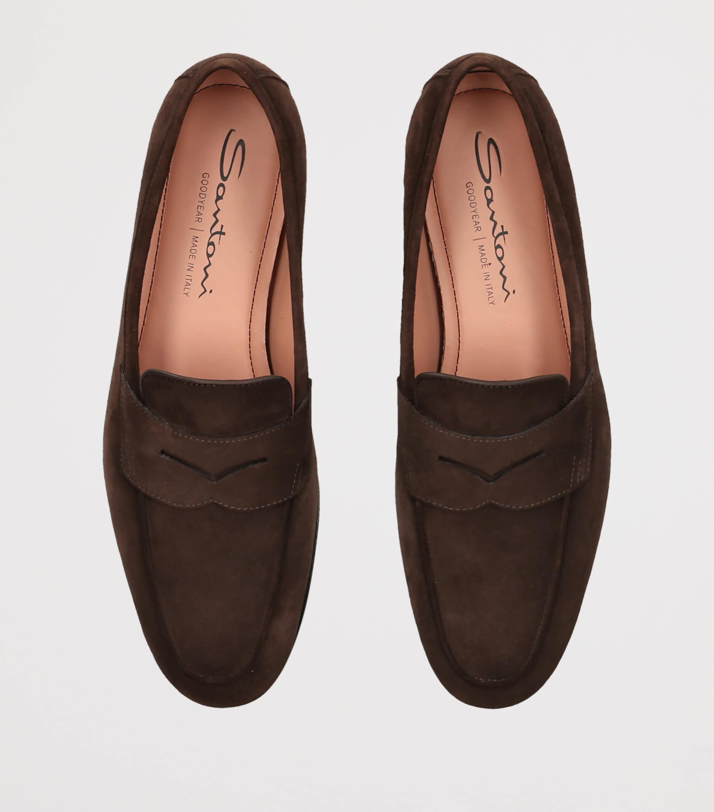 Santoni Suede Carla Loafers Dark Brown Image 3