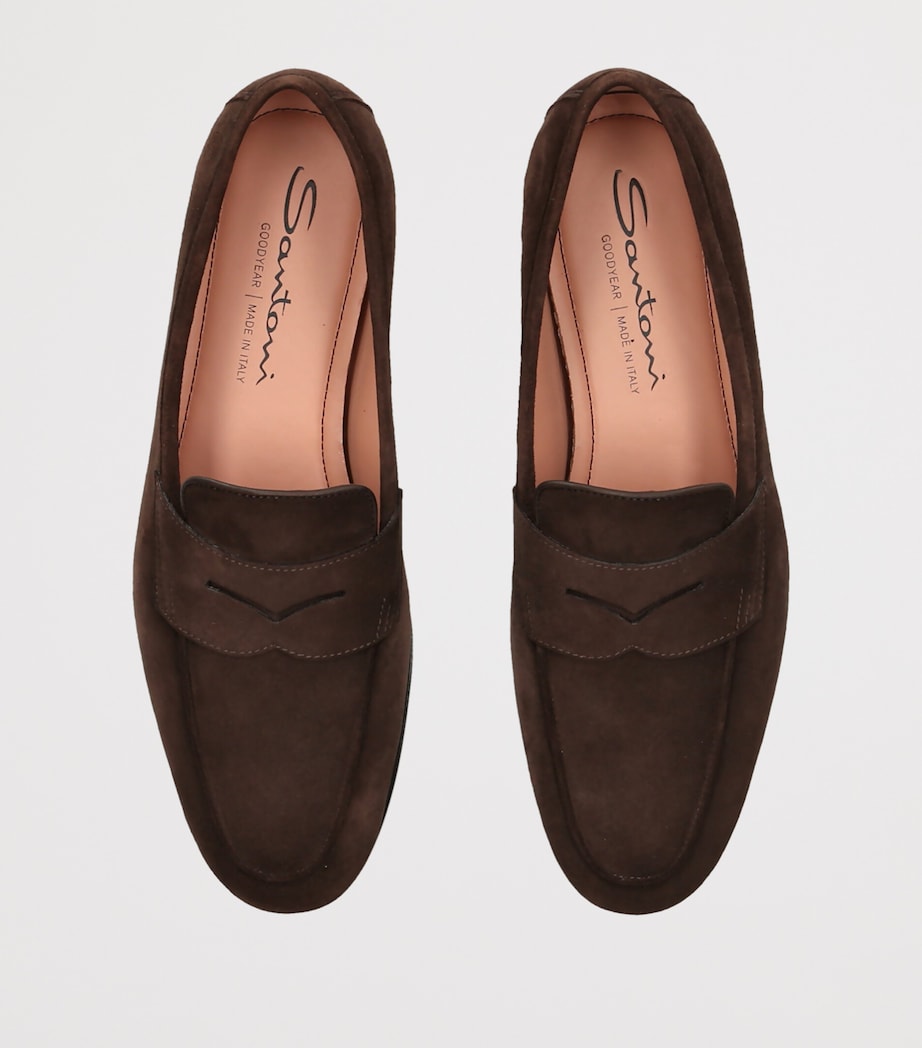Santoni Suede Carla Loafers Dark Brown Image 3