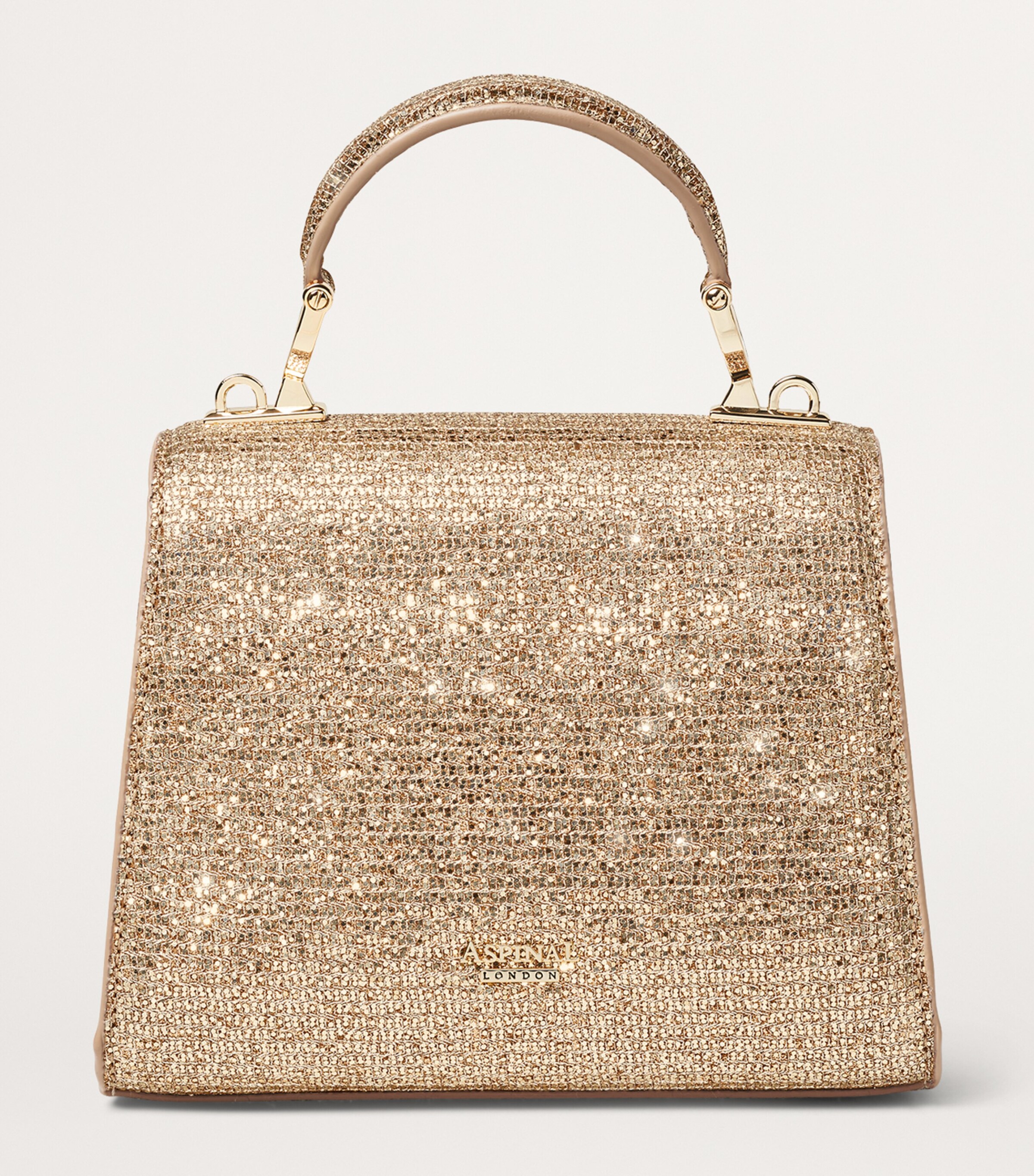 Aspinal Of London Mini Glitter Modern Mayfair Bag Champagne Image 3