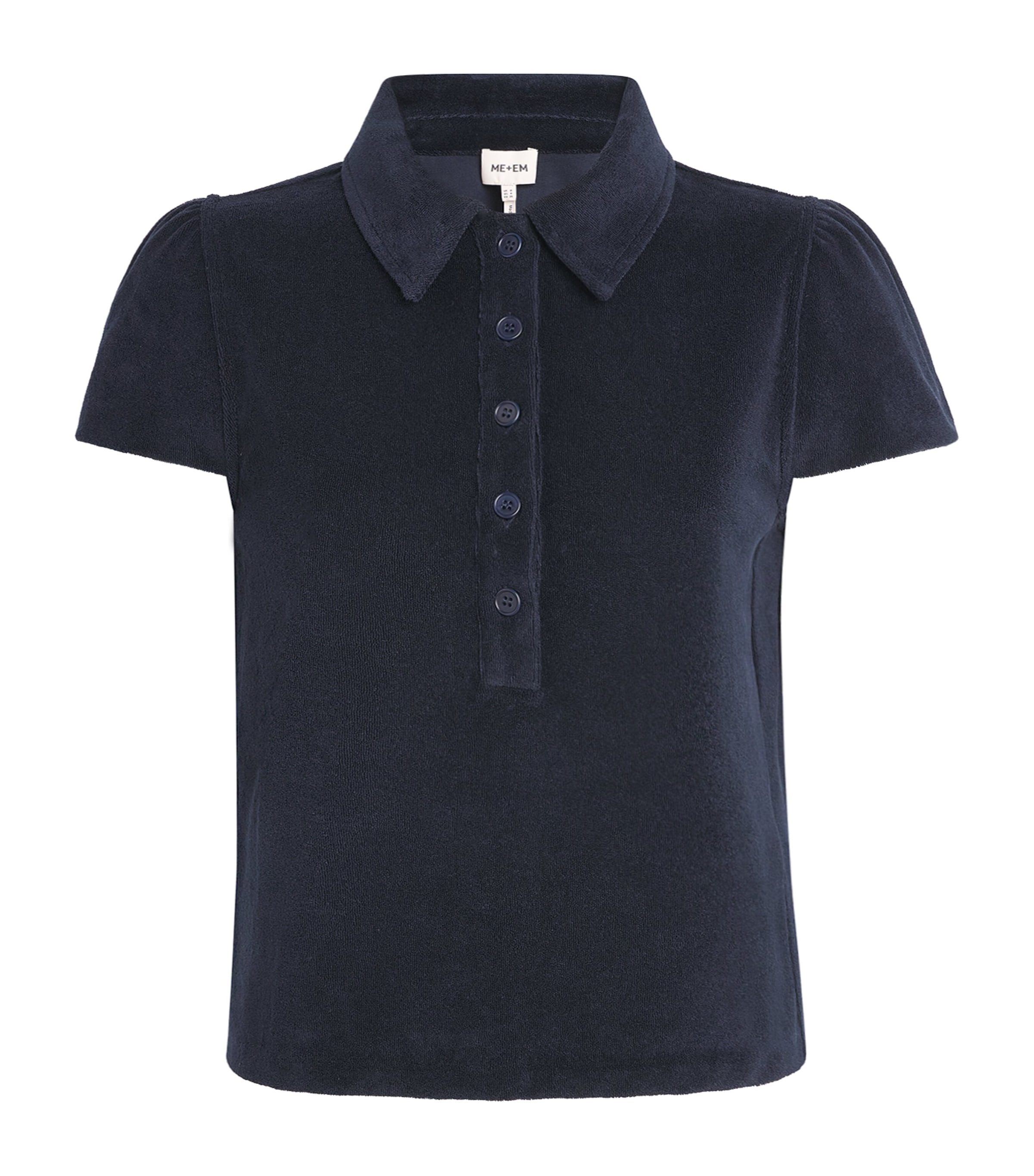 ME+EM Womens Terry Polo Shirt Navy Image 1