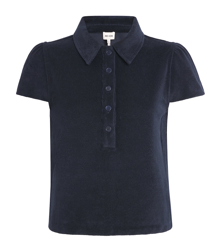 ME+EM Womens Terry Polo Shirt Navy Image 1