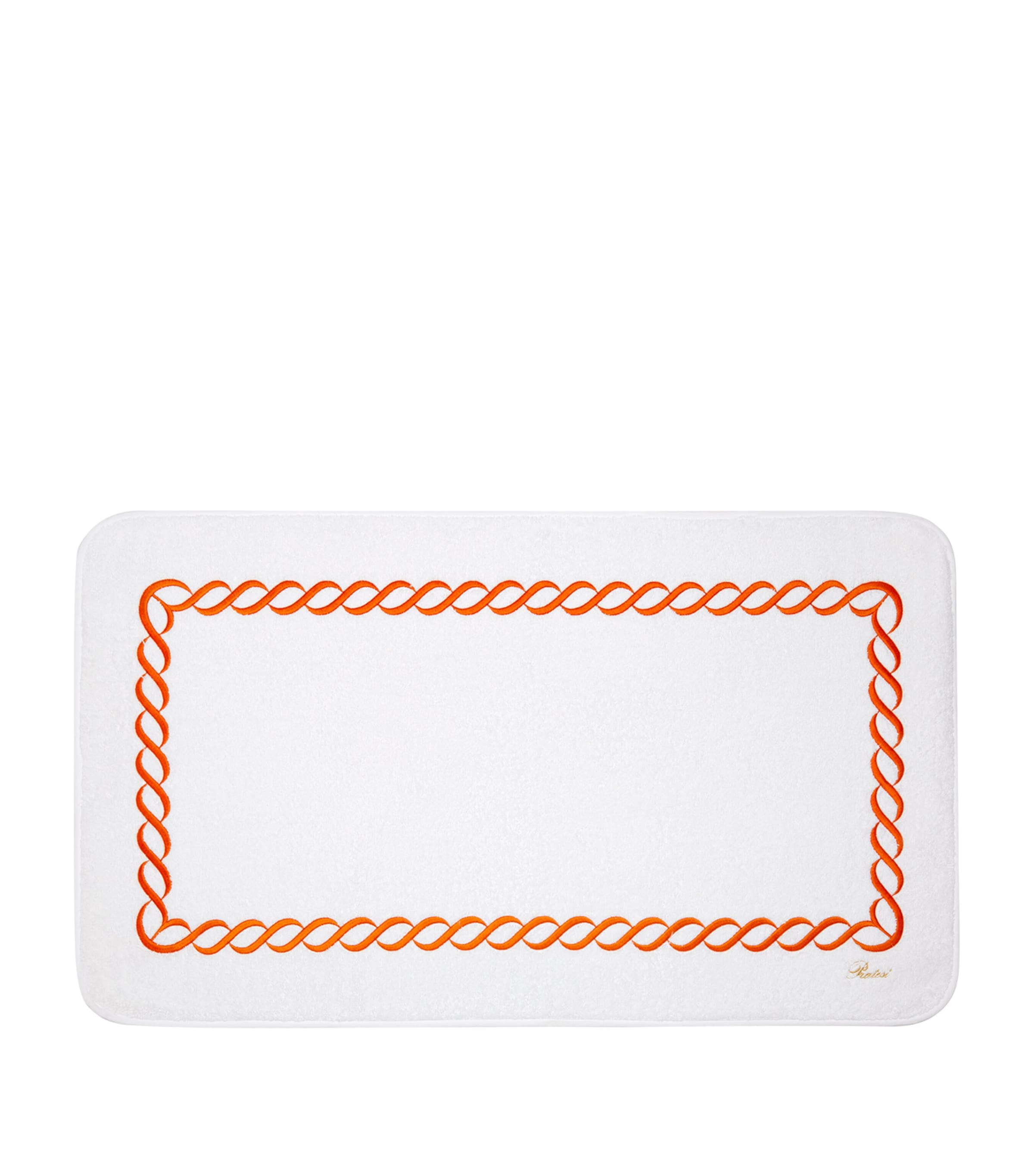 Pratesi Cotton Treccia Bath Mat In Orange